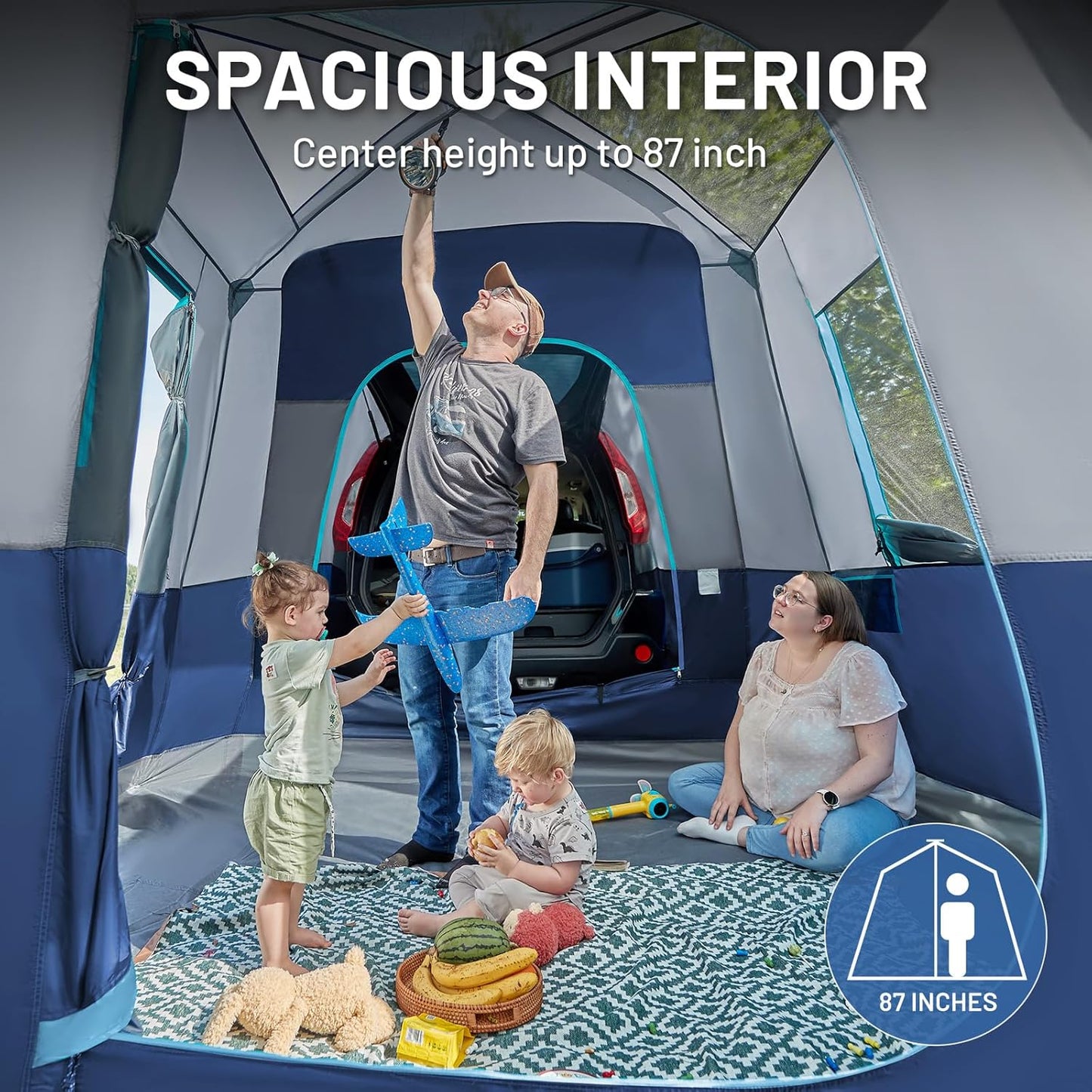 TIMBER RIDGE 5-9 Person SUV Tent with Screen Porch and Awning for Family Camping, Weather Resistant and Portable Van or Car Tent, Includes Rainfly and Storage Bag, 13' W X 10' L X 7.1' H