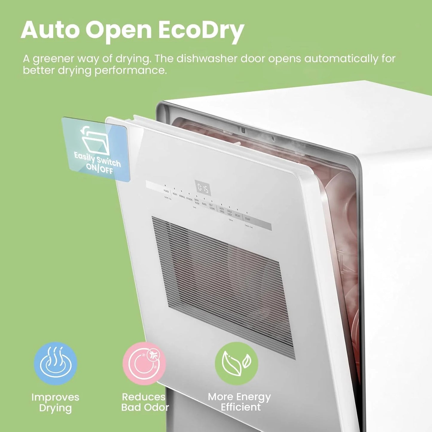 COMFEE' Portable Mini Dishwasher Countertop with 5L Built-in Water Tank