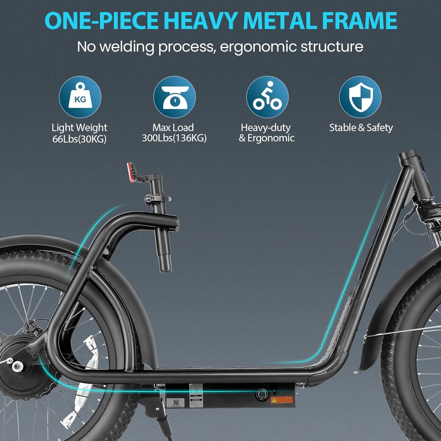 Caroma Peak 800W Foldable Adult Electric Scooter with 20-inch Wide Tires, 48V Battery, Basket, and Adjustable Seat