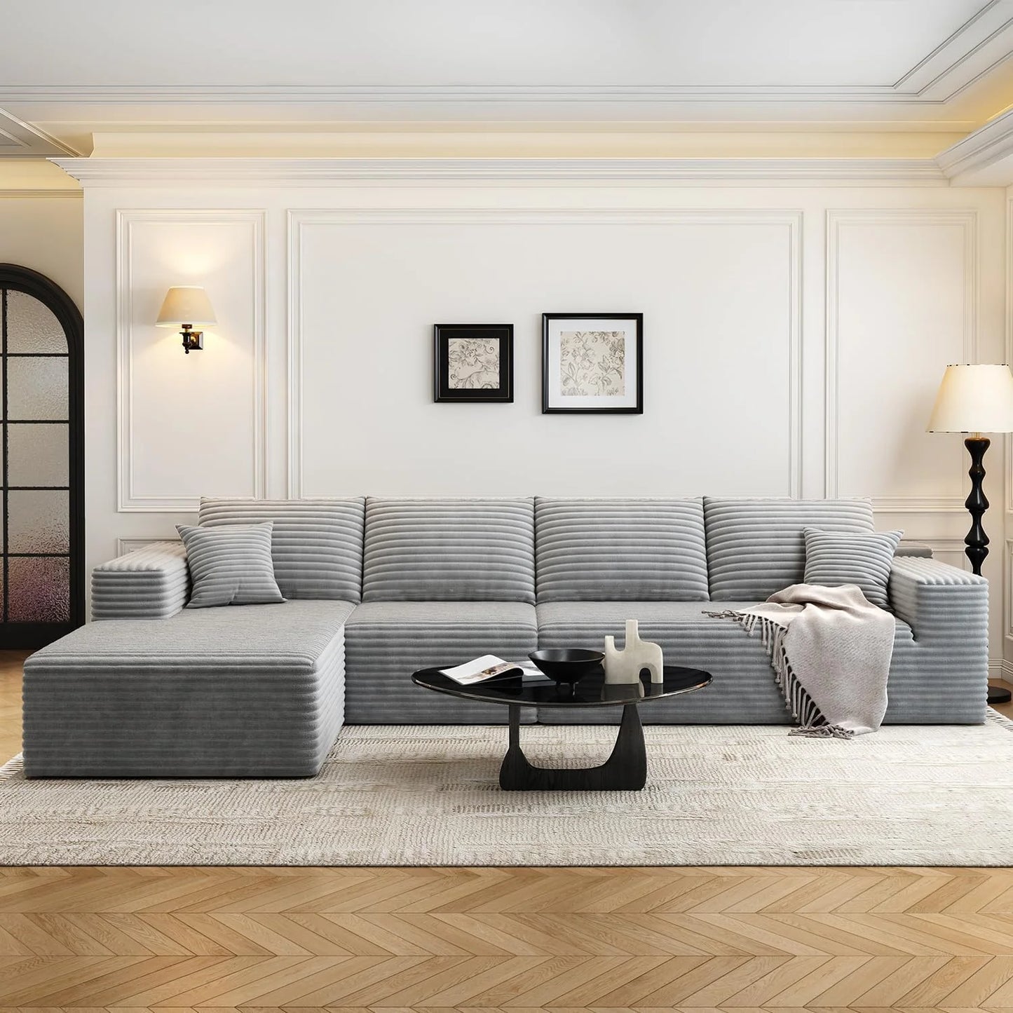 107.5" Cloud Modular Sectional Sofa Couch with L-Shape Chaise,Modern Minimalist Upholstered Couches