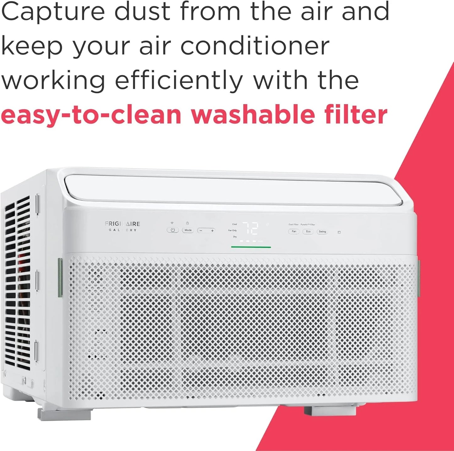 Frigidaire GHWQ103WC1 Inverter Quiet Temp Room Air Conditioner, 10,000 BTU with Wi-Fi Connected, Works with Alexa, Energy Star Certified, Easy-to-Clean Washable Filter, in White