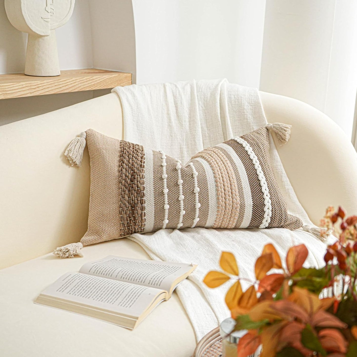 Blue Boho Decorative Throw Pillow Cover 20x20