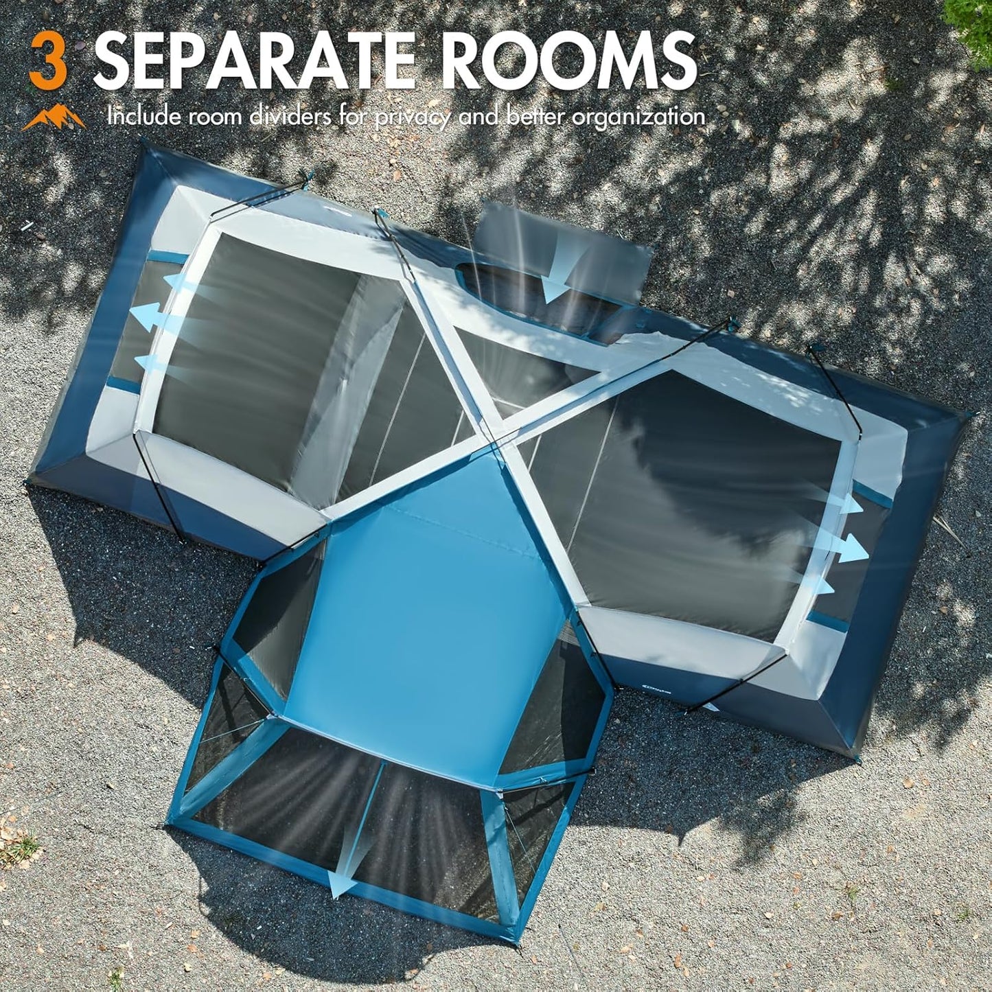 PORTAL 6/8/10 Person Family Camping Tent with Screen Room, Water Resistant Big Tunnel Tent with Rainfly, Large Family Tent for Outdoor Camping, Party