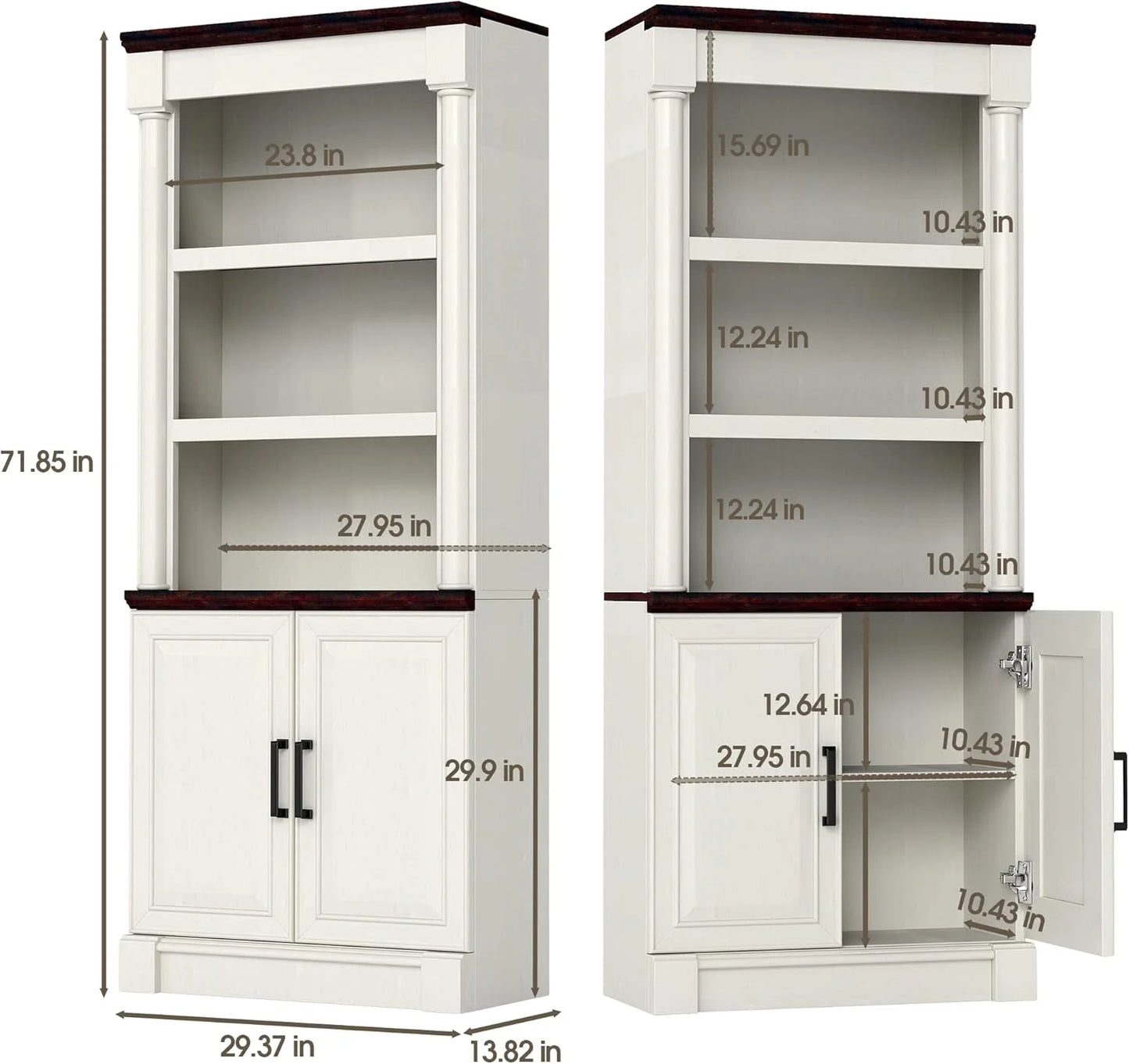 70-Inch Tall White Bookcase 5 Tiers Shelves Open Storage Bookshelf