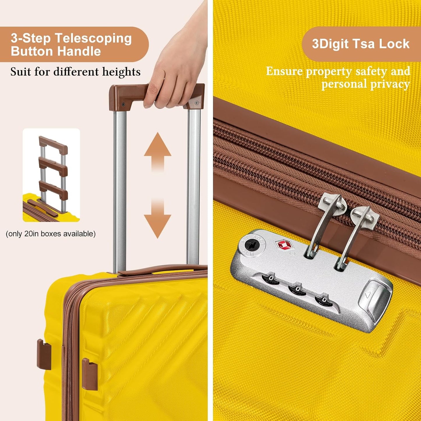 5 piece luggage set expandable suitcase 22x14x9 aviation certified durable waterproof travel set