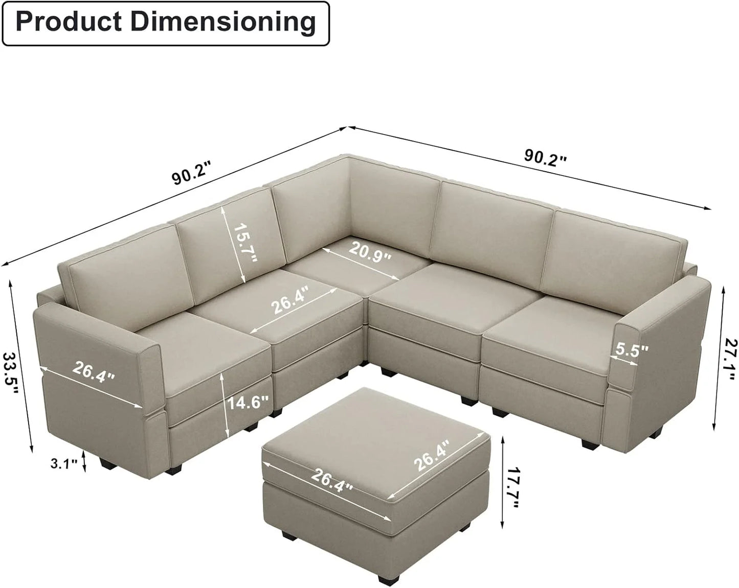 Belffin Modular Sectional Sofa with Ottomans Velvet Reversible Sleeper Chaise Bed Storage Seat Black