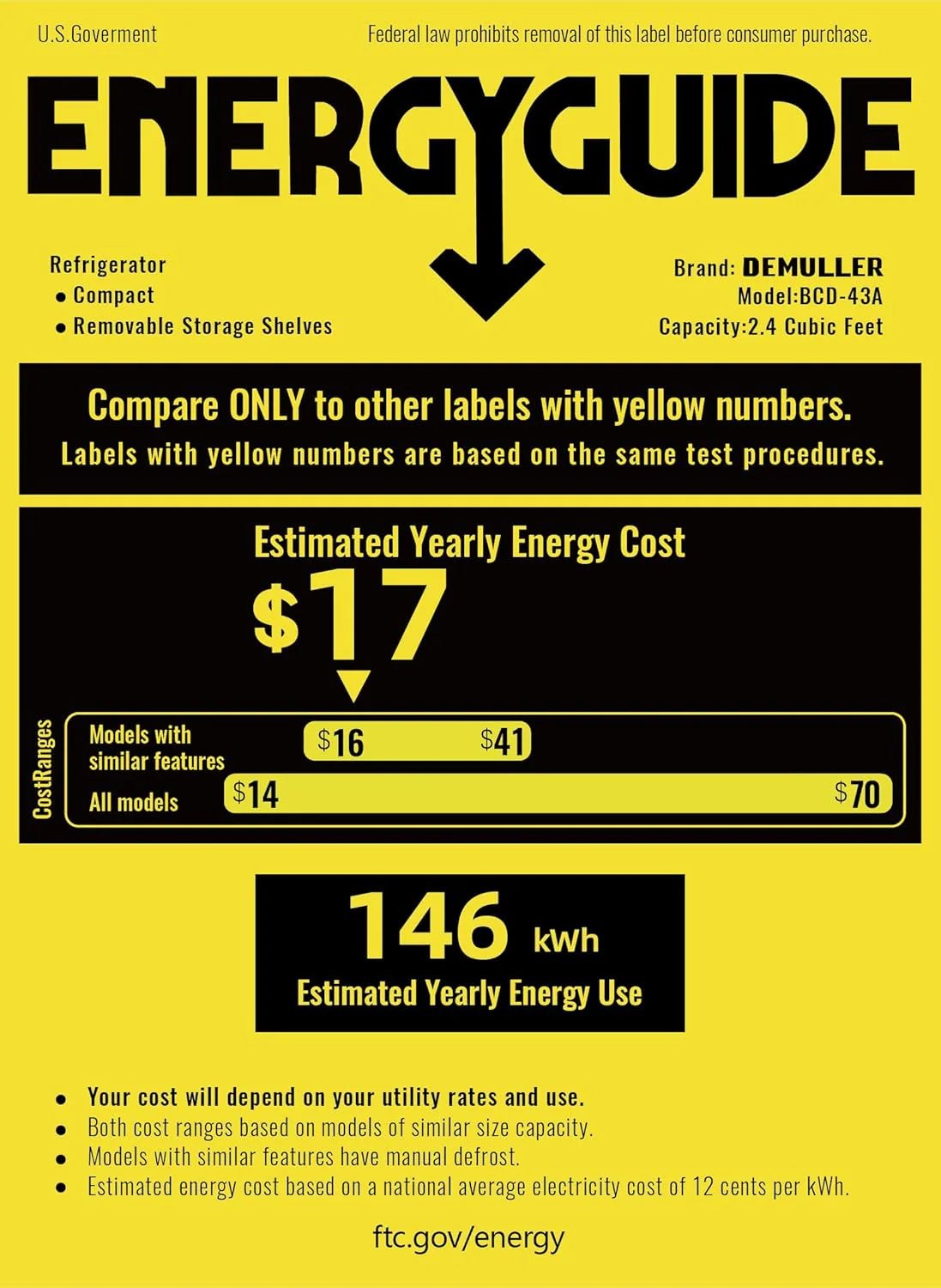 2.4 Cu.Ft Mini Fridge with Freezer & Double Door Small Tiny Size Refrigerator with 7 Temperature Control Knob Only Suitable for One Person Use Black