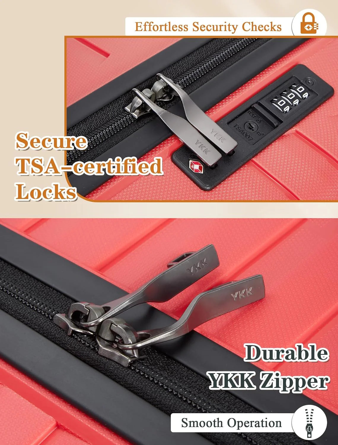 5-piece luggage set with wheels, ABS hardshell suitcase with spinner wheels