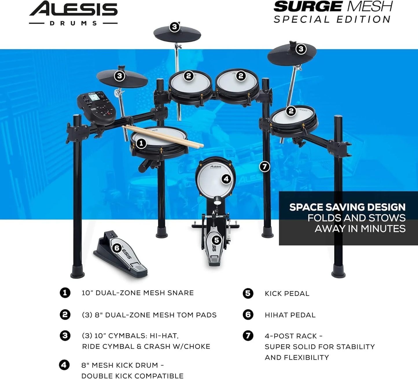 Alesis Drums Command Mesh SE Kit-Electric Drum Set USB MIDI Connection 600 Drum Sound