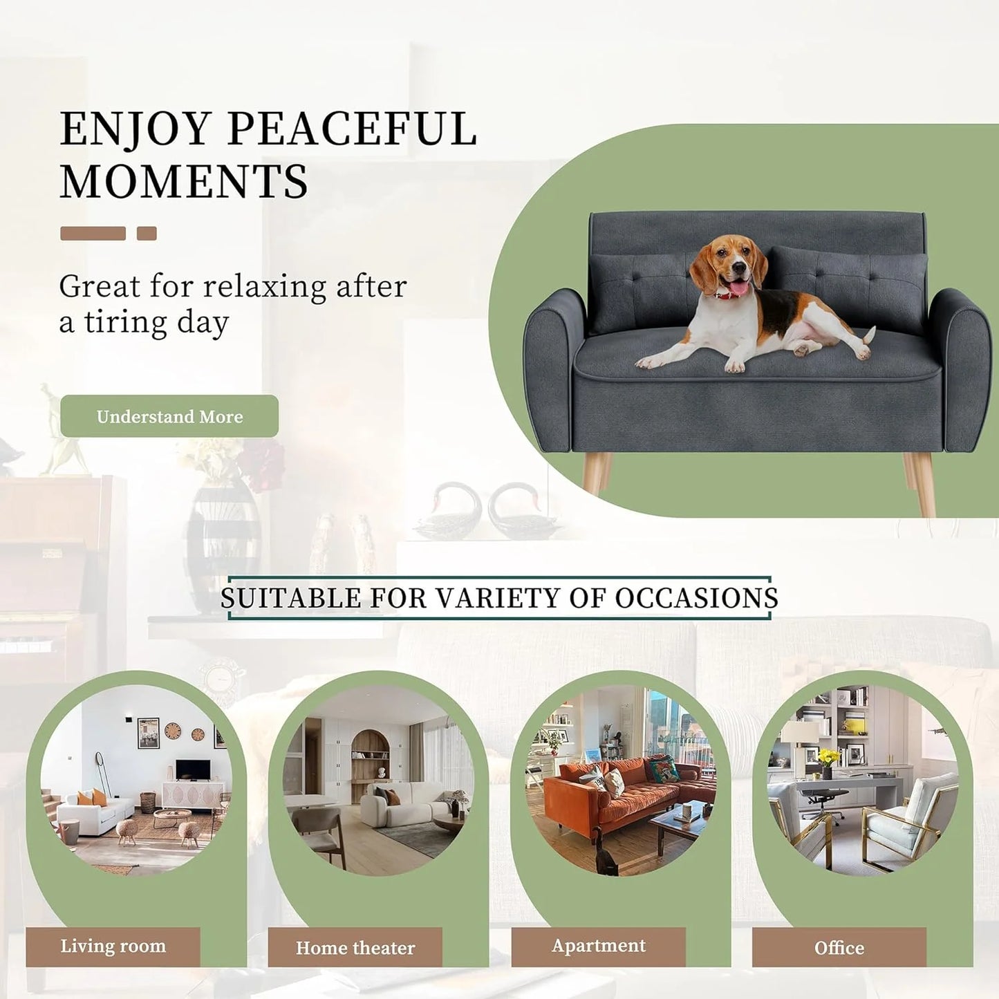 47" Small Modern Loveseat Sofa