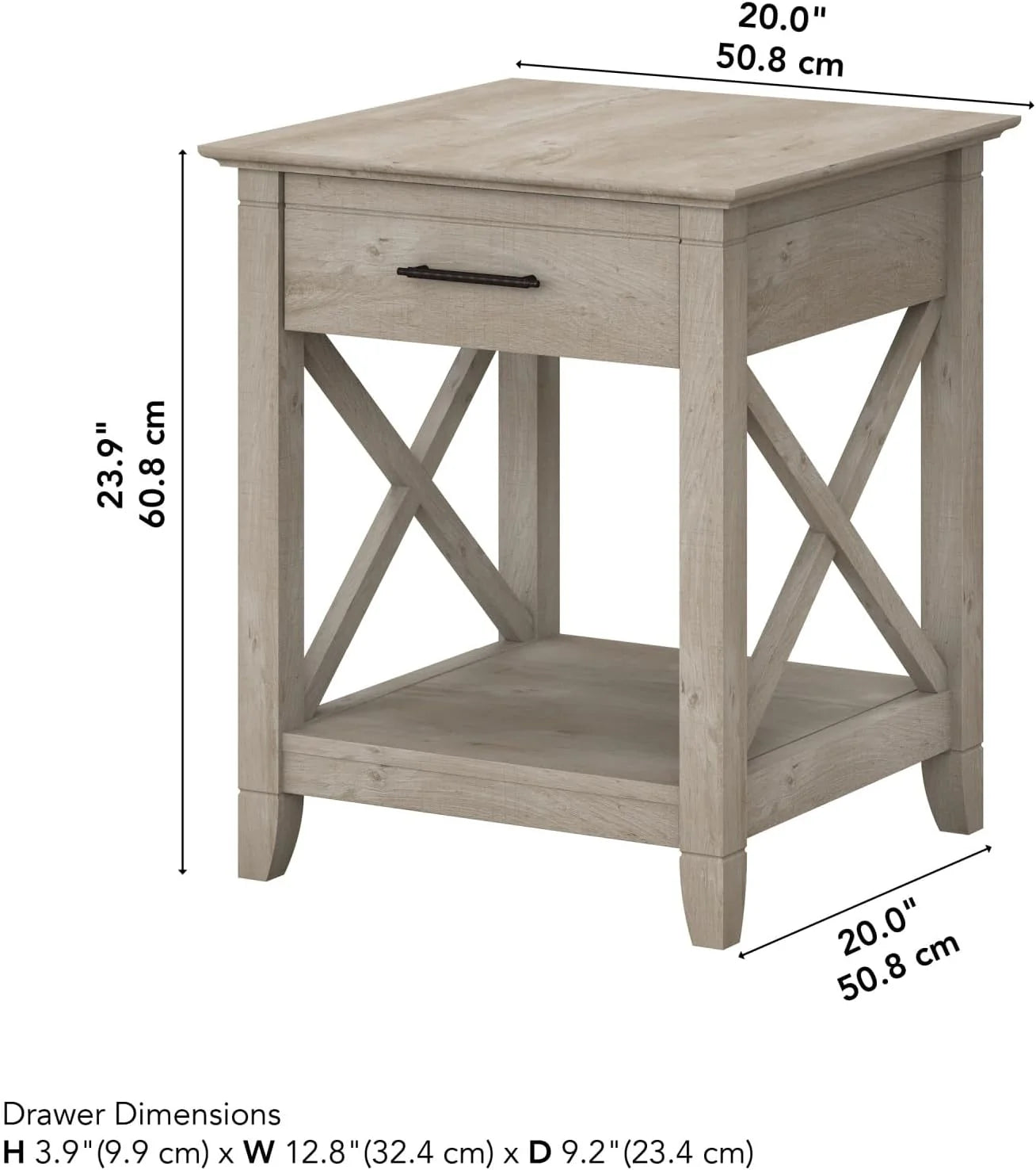 Key West Small End Table with Storage Modern Farmhouse Accent Shelf