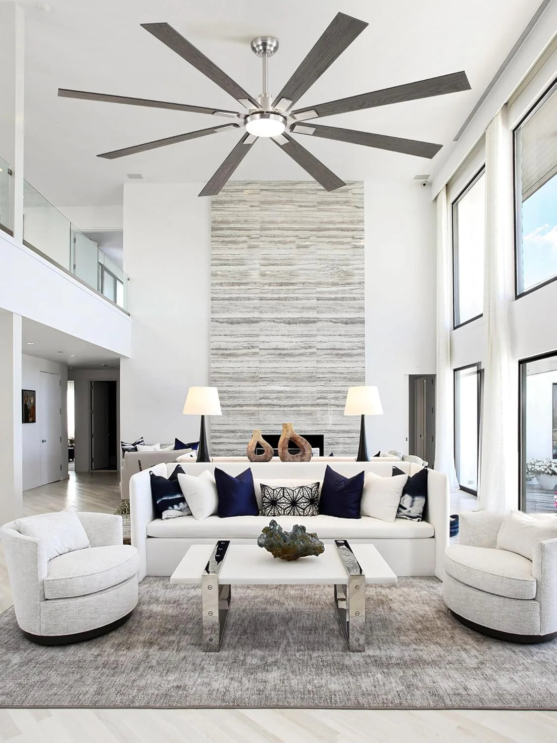 Zmishibo 72-inch large ceiling fan with lighting and remote indoor/outdoor