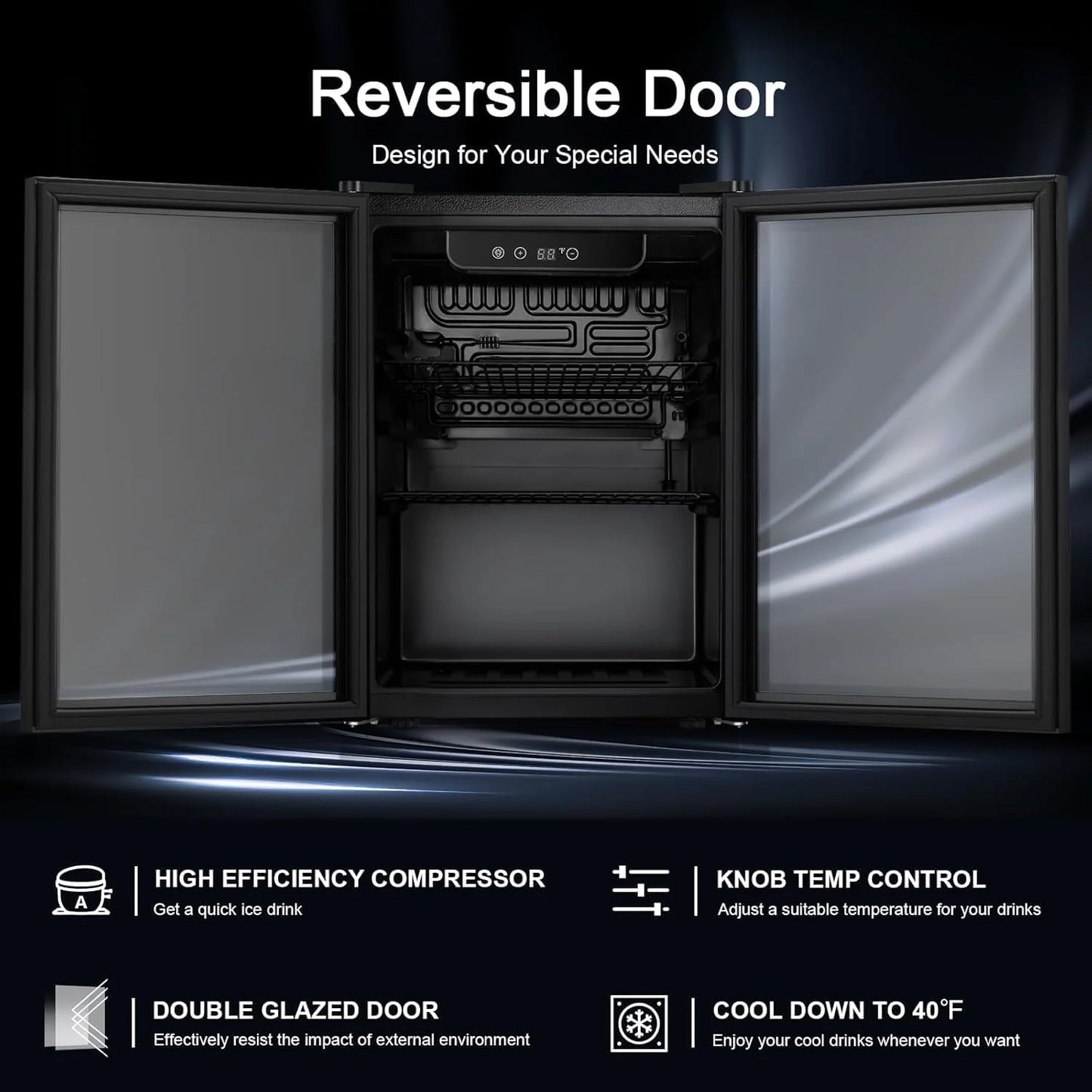 Antarctic Star 26 Bottle 130 Can Wine Cooler/Cabinet Beverage Refrigerator Mini Wine Cellar Beer Soda Clear Glass Door Bar Fridge Quiet Compressor Adjust Temp Freestanding Indoor Use 3.2cu.ft Black