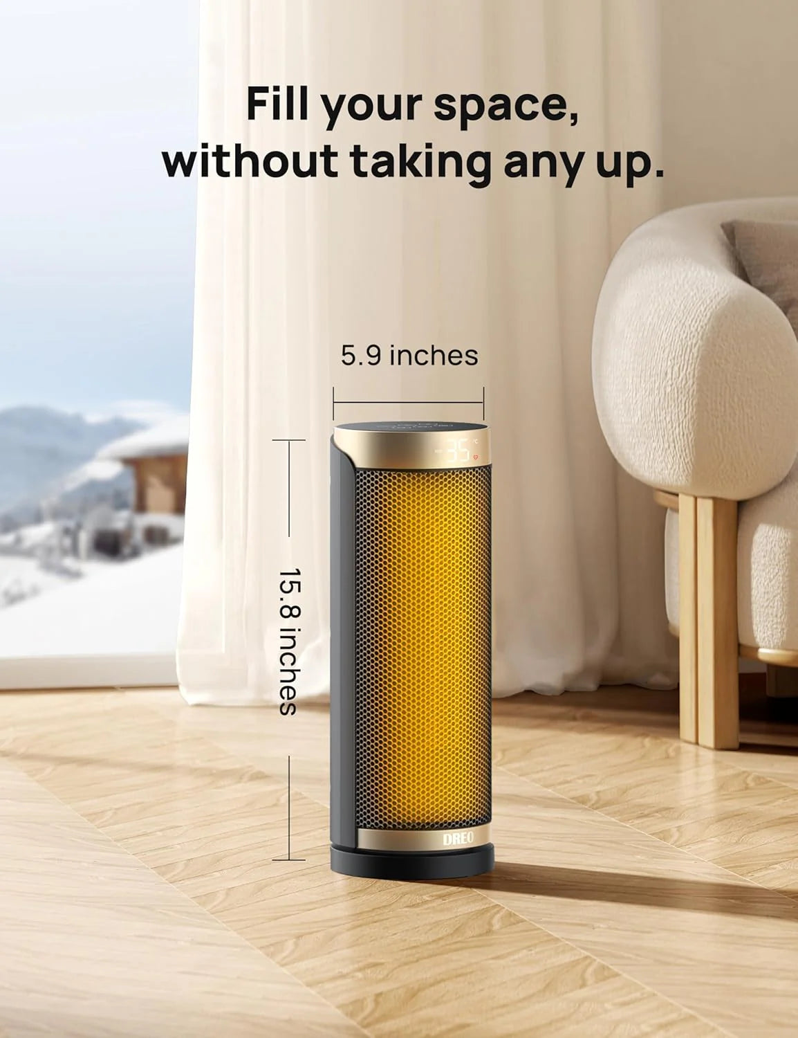 Space Heater, 1500W Electric Indoor Heater with Thermostat Quiet Portable Heater