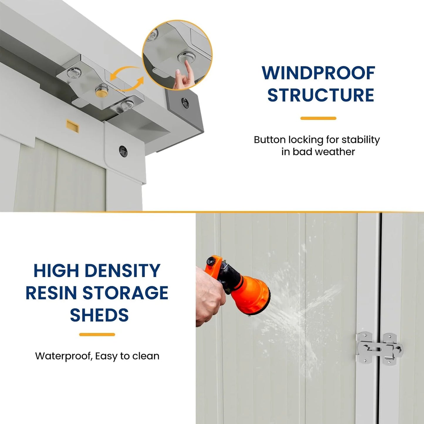 Amopatio 41 Cu Ft Horizontal Outdoor Storage Shed, Resin Trash Can Storage,Resin Shed for Garden Tools, Lawn Mowers, Garbage Cans, Patio Use