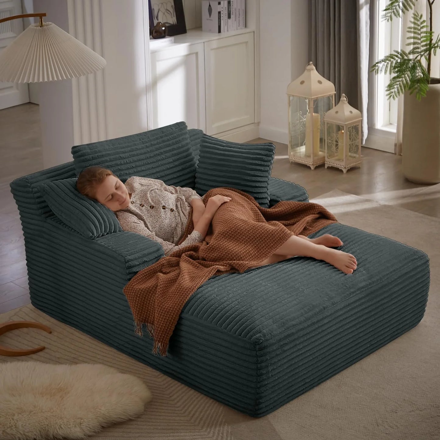 50-inch indoor recliner, oversized corduroy upholstered boneless sofa bed, deep sleeper sofa reading chair, cloud sofa, living room sofa