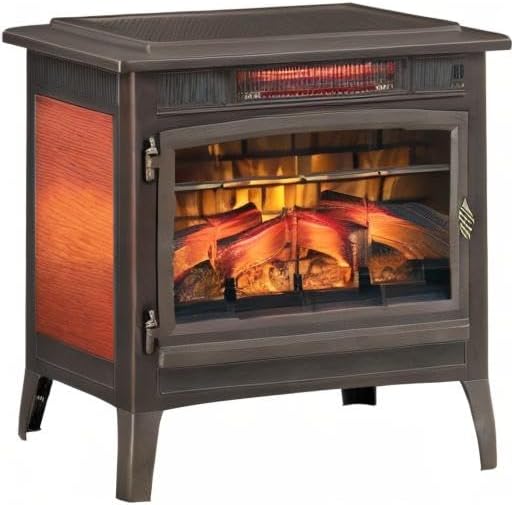 Freestanding Electric Fireplace Stove Heater with 3D Flame Effect for 1,000 Sq. Ft
