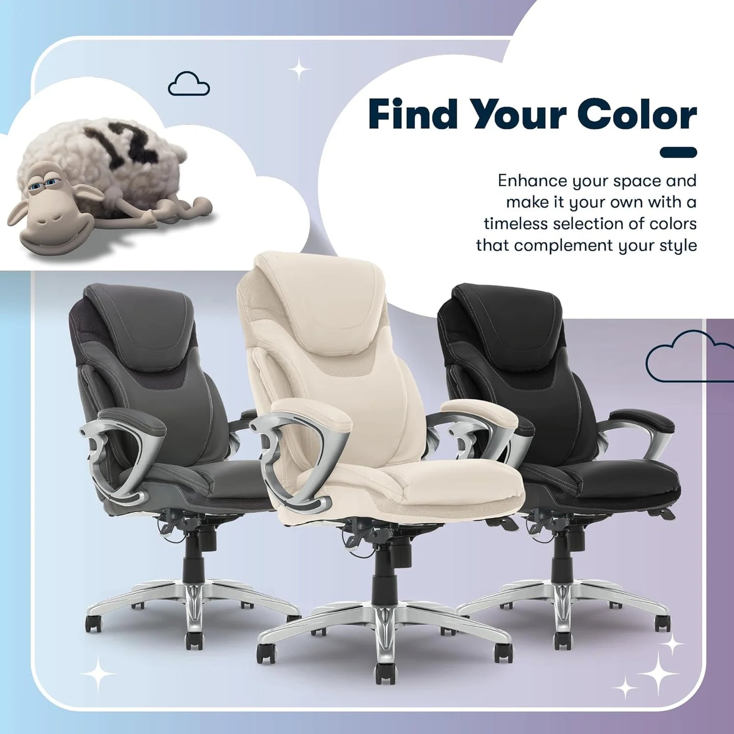 Executive office chair, ergonomic computer desk and chair