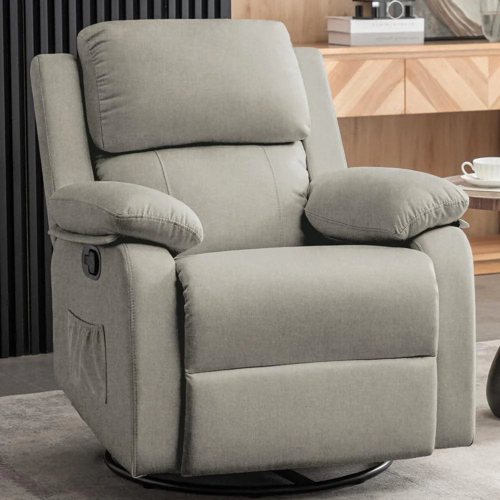 Reclining rocking chair 360 degree rotating fabric sliding reclining chair