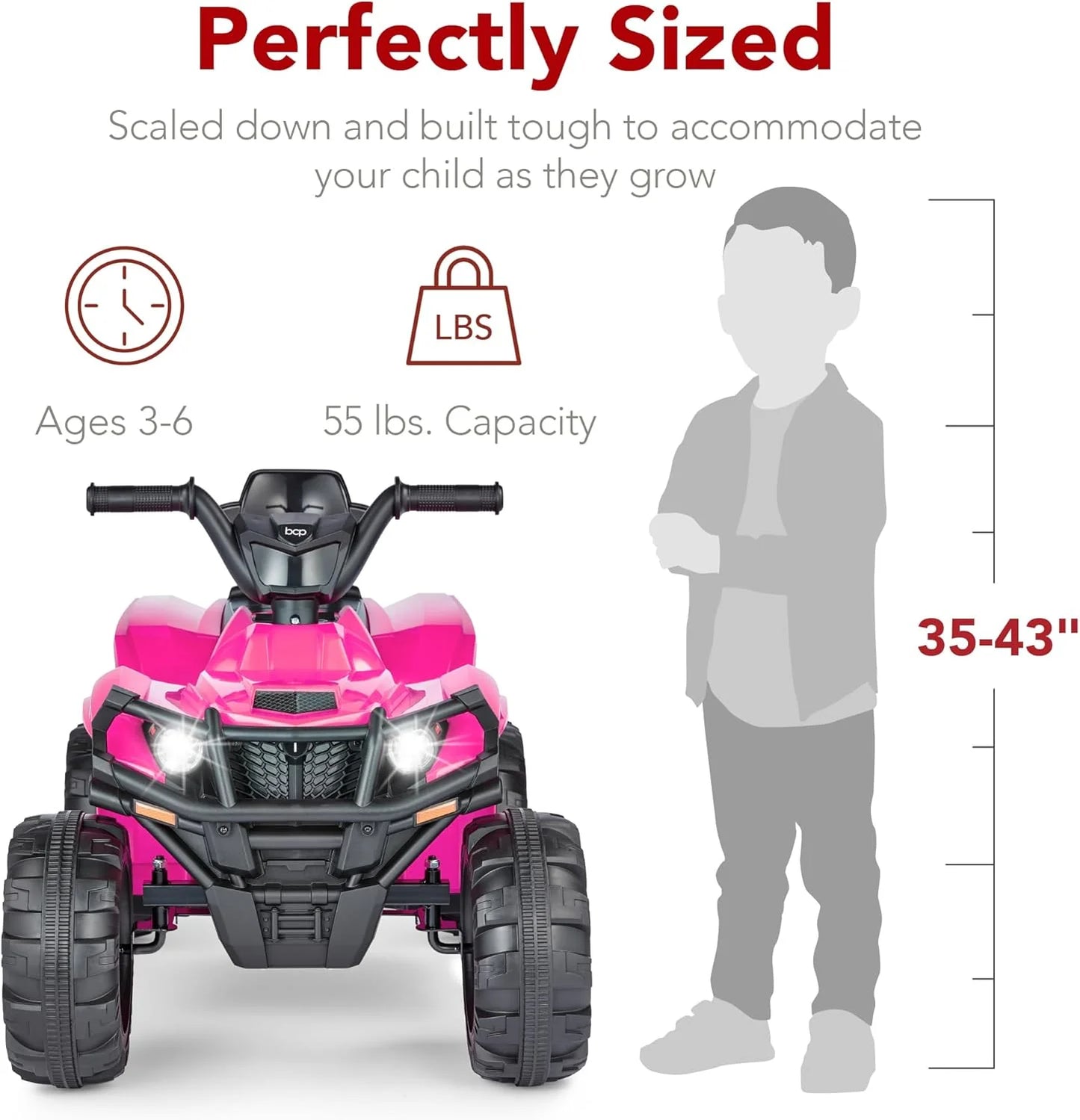 Best Choice Products 12V Kids Ride-On Electric ATV, 4-Wheeler Quad Car Toy w/Bluetooth Audio, 2.4mph Max Speed, Treaded Tires, LED Headlights, Radio