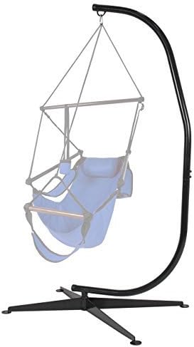 Best Choice Products Metal Hanging Hammock C-Stand for Chair/Weather-Resistant Finish, Offset Base - Stand Only - Black