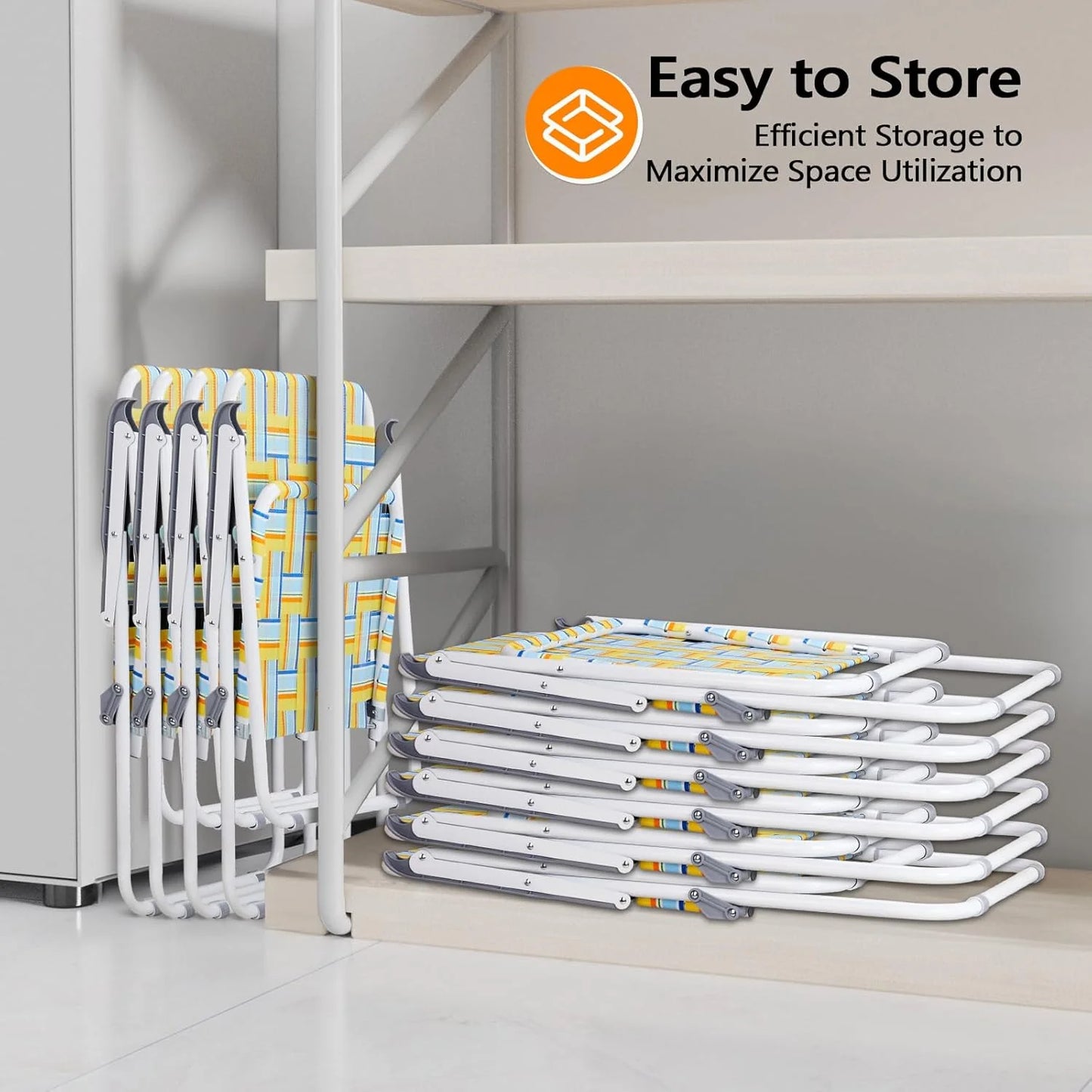 VINGLI Patio Lawn Webbed Folding Chairs Set of 2, Outdoor Beach Portable Lawn Chair Camping Chair Beach Chair