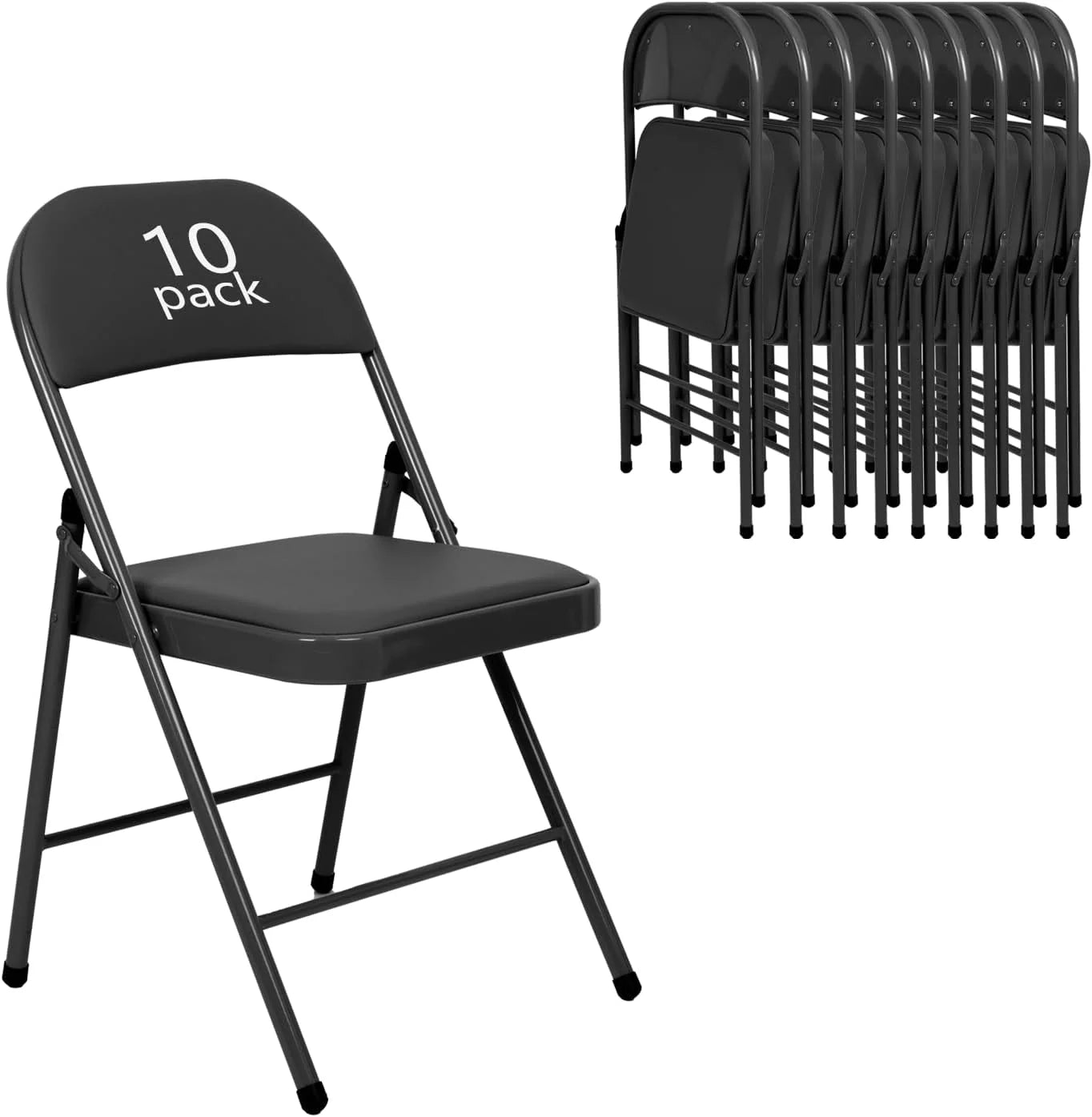 6 Pack Black Folding Chairs with Leather Chairs for Indoor and Outdoor Events Office Wedding Party Upholstered Chairs