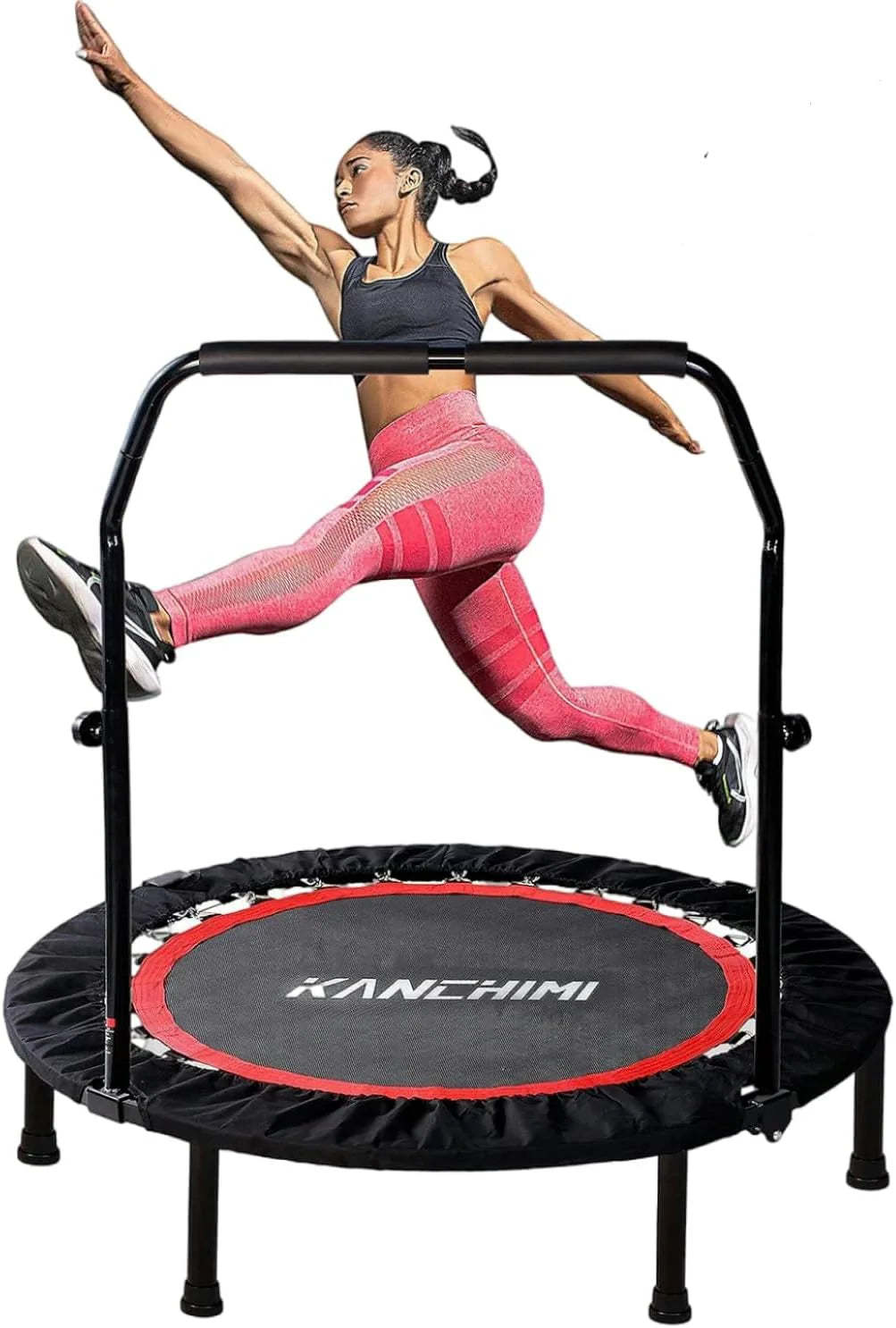 Kanchimi 40" 48" Folding Mini Fitness Indoor Exercise Workout Rebounder Trampoline with Handle, Max Load 330lbs