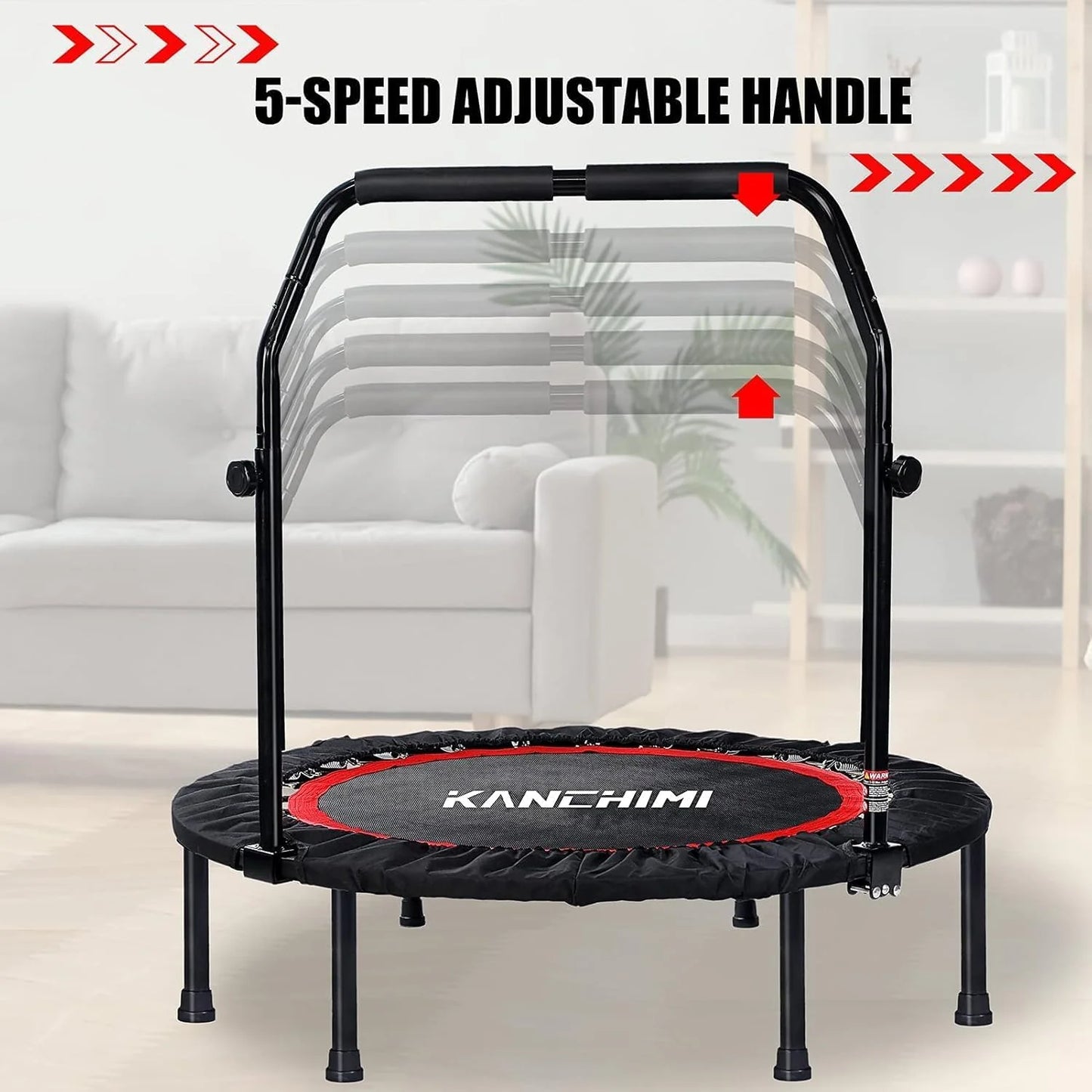 Kanchimi 40" 48" Folding Mini Fitness Indoor Exercise Workout Rebounder Trampoline with Handle, Max Load 330lbs