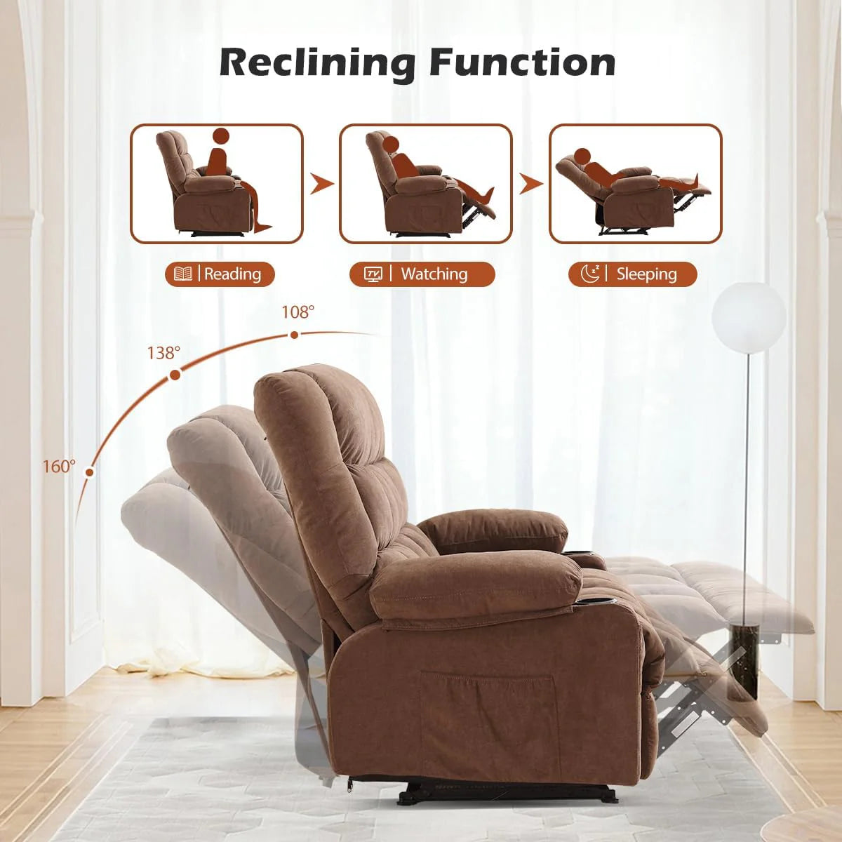 Recliner Loveseat with Cup Holders for Living Room