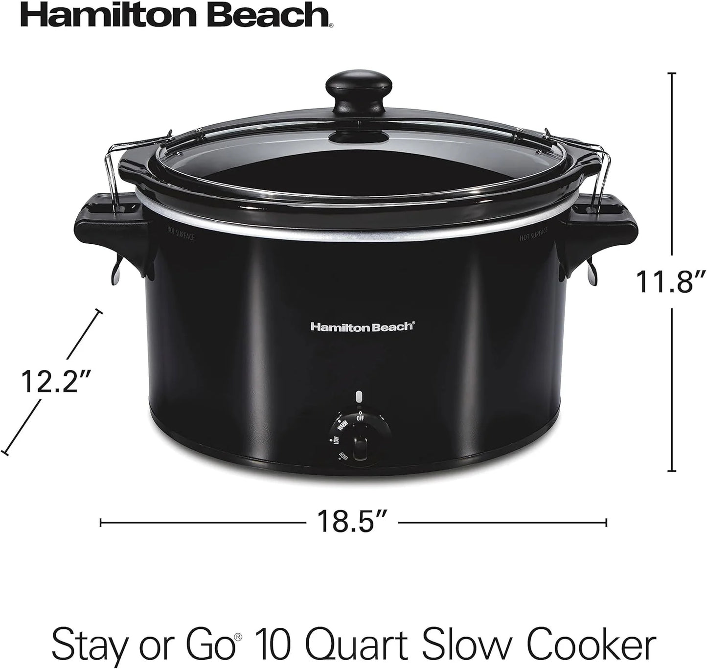 Slow Cooker, Extra Large 10 Quart, Stay or Go Portable With Lid Lock