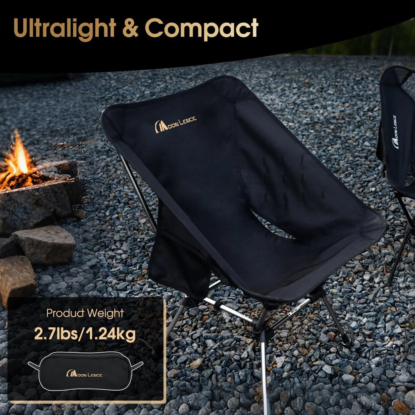 Portable Camping Chair Plus Folding Chair for Backpacking and Hiking