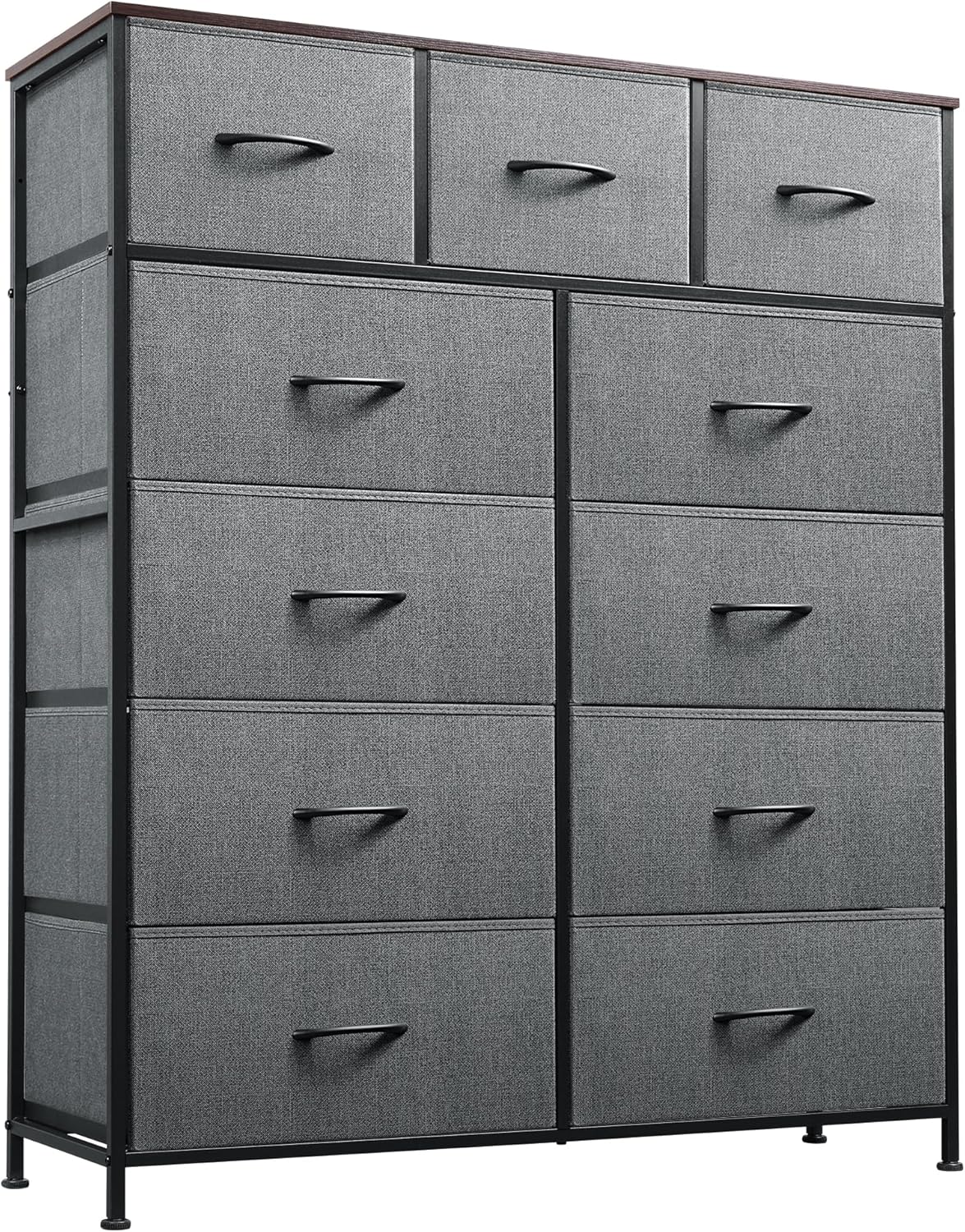 Storage Organizer Unit with 11 Fabric Bins, Storage Drawers Organizer with Steel Frame, Tall Storage Tower Organizaton