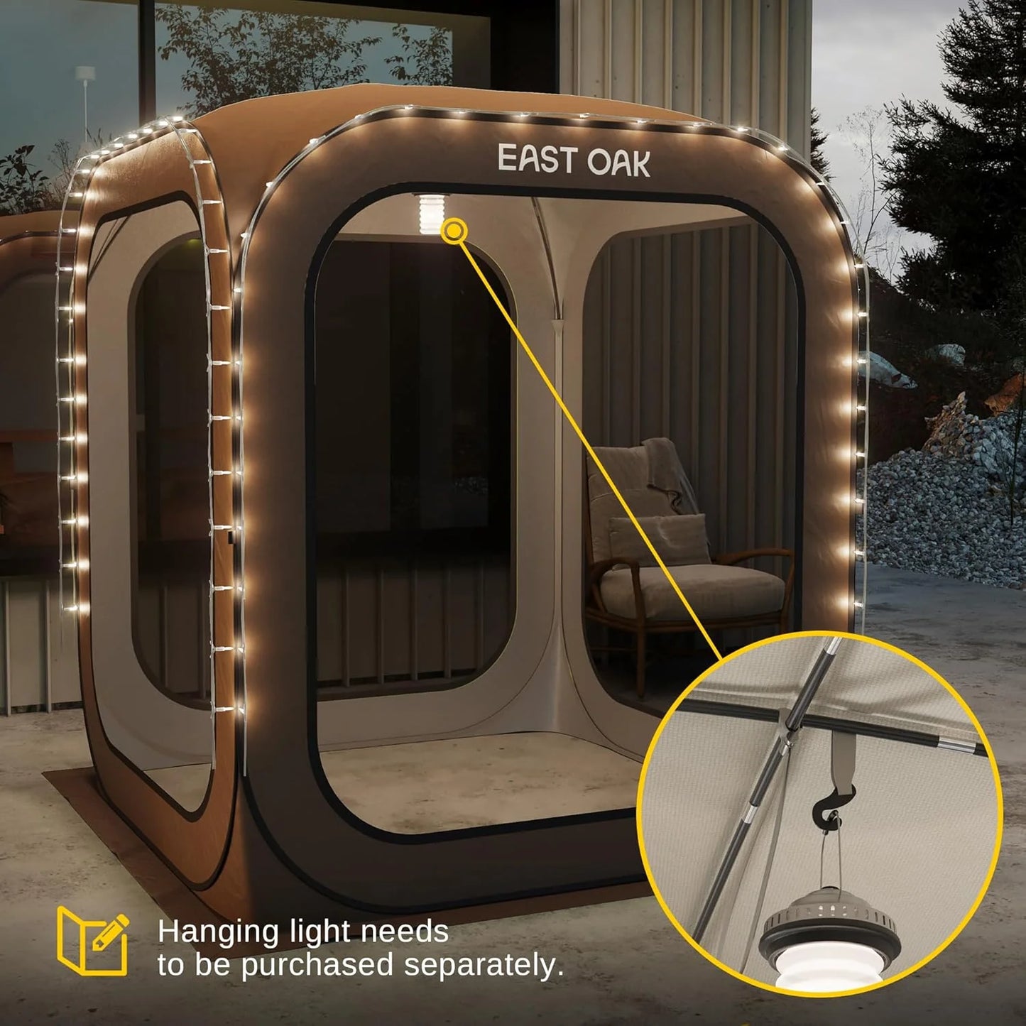 EAST OAK Screen House Tent Pop-Up, Portable Screen Room Canopy Instant Screen Tent 10 x 10 FT with Carry Bag for Patio, Backyard, Deck & Outdoor Activities, Beige