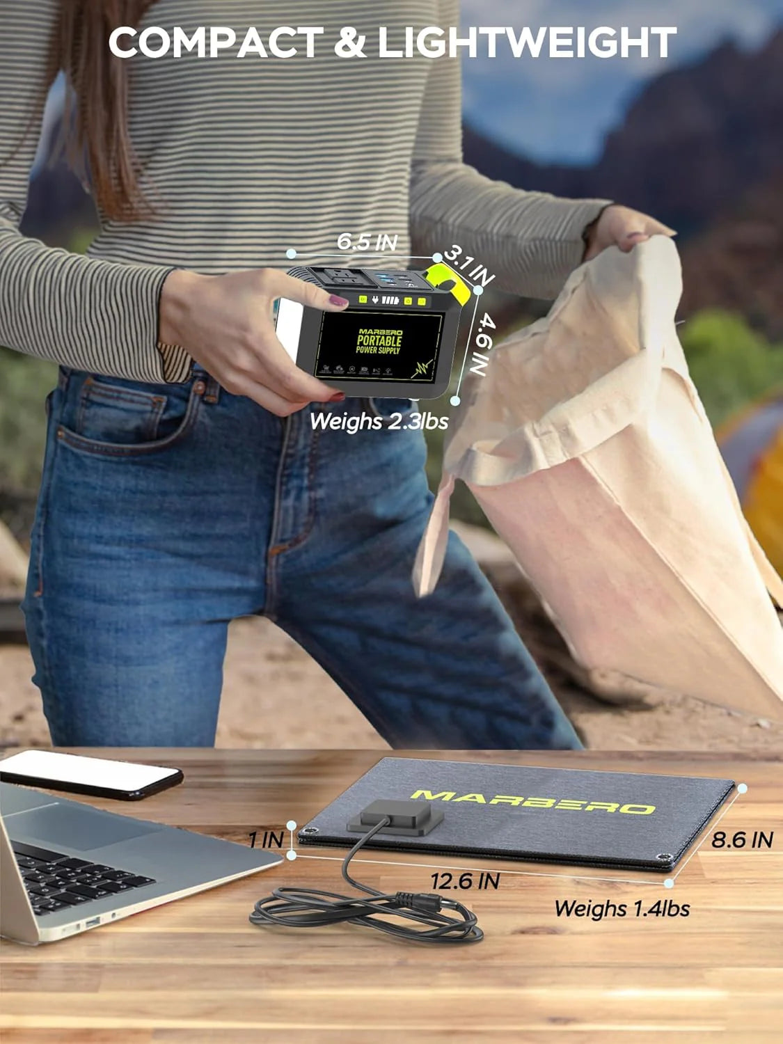 Portable Power Station 88Wh Camping Lithium Battery Solar Generator Fast Charging with AC Outlet 120W Peak Power Bank