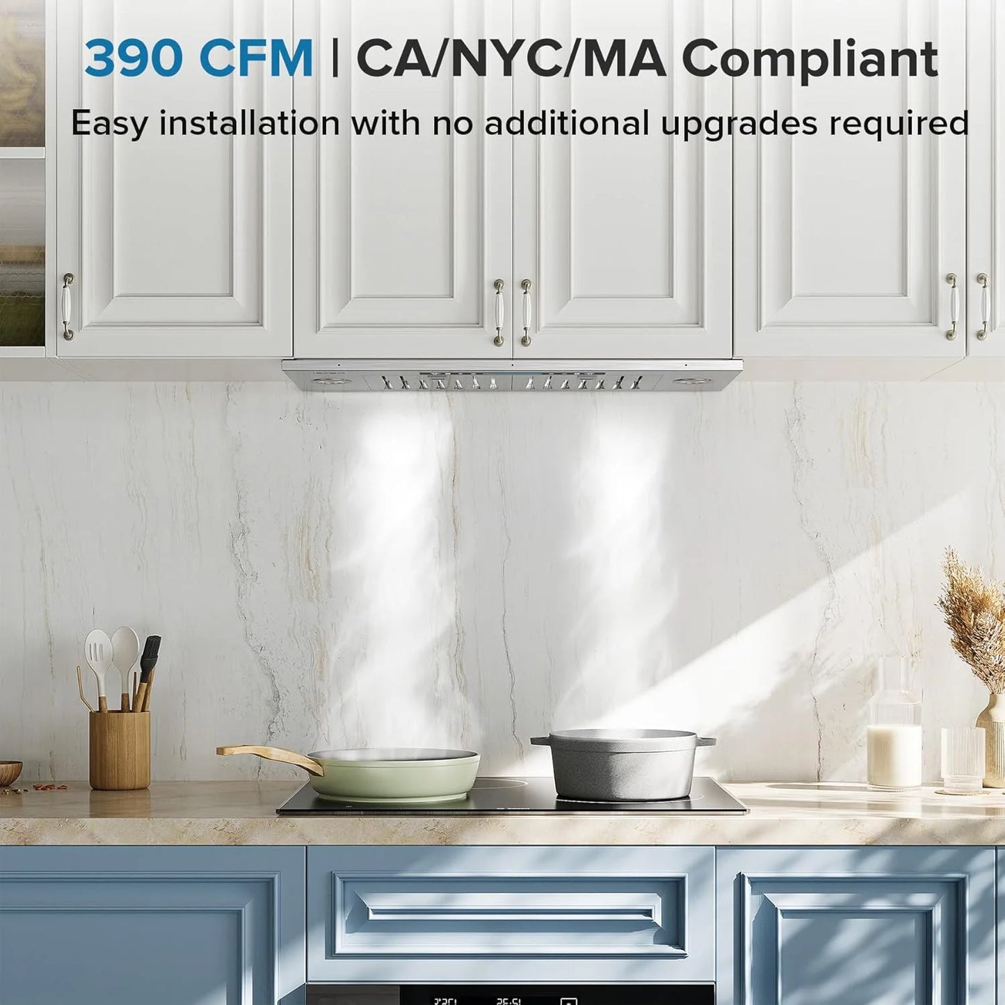 IKTCH 30" Built-in/Plug-in Range Hood 900 CFM, Ducted/Ductless Convertible Ducted, Stainless Steel Kitchen Range Hood