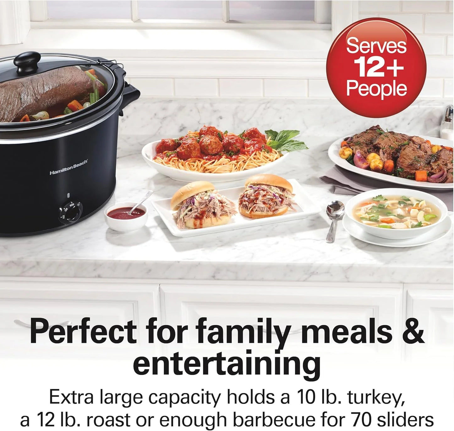Slow Cooker, Extra Large 10 Quart, Stay or Go Portable With Lid Lock