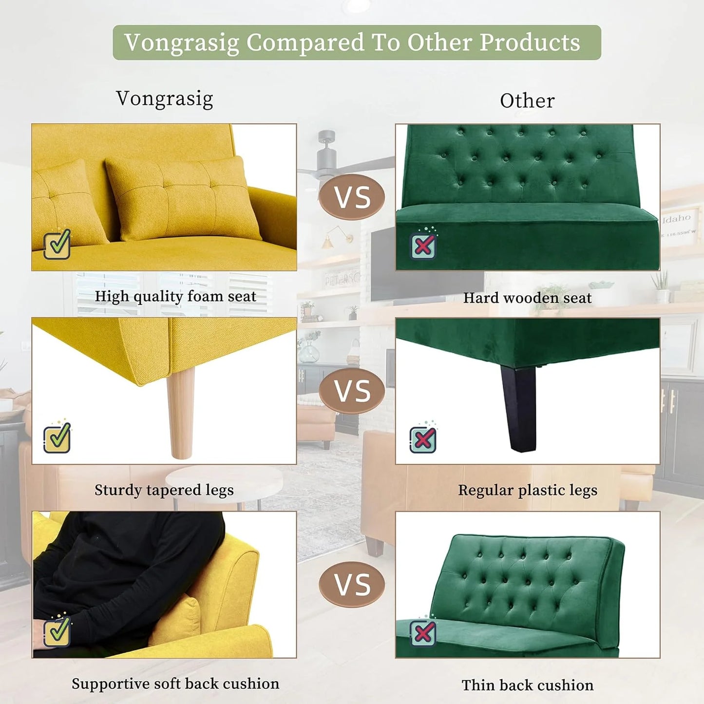 47" Small Modern Loveseat Sofa