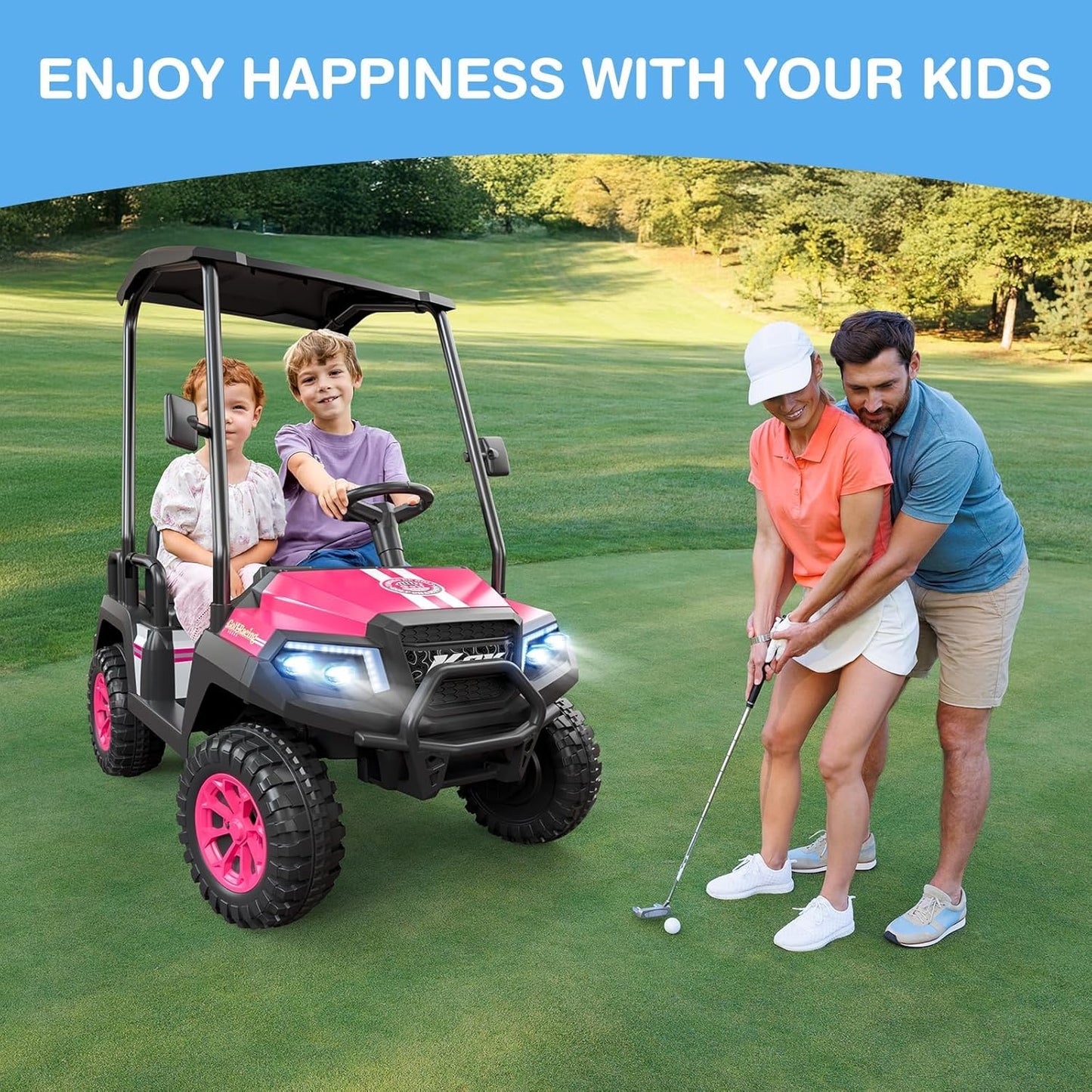 R9 24V Children's Golf Cart with Remote Control, Removable Awning