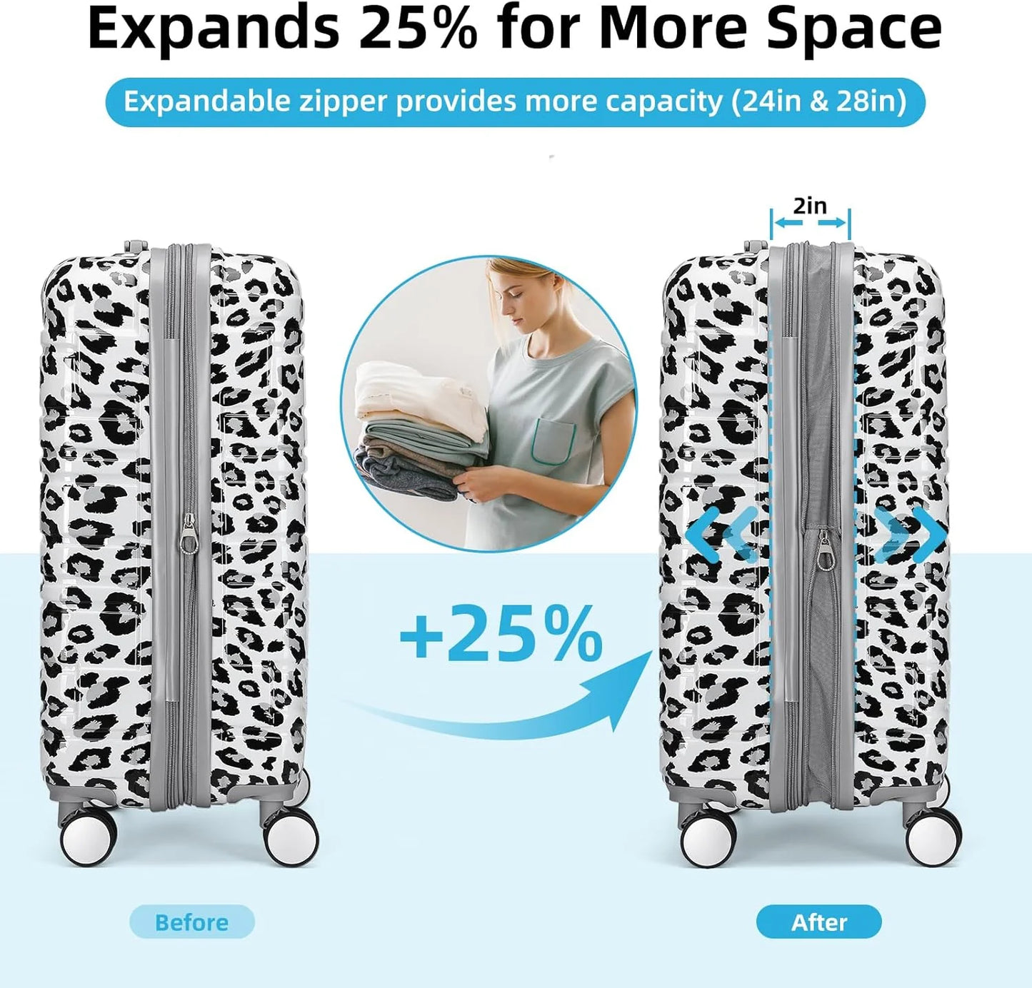 6-piece luggage set, expandable hardshell suitcase set with spinner wheels, lightweight rolling luggage set