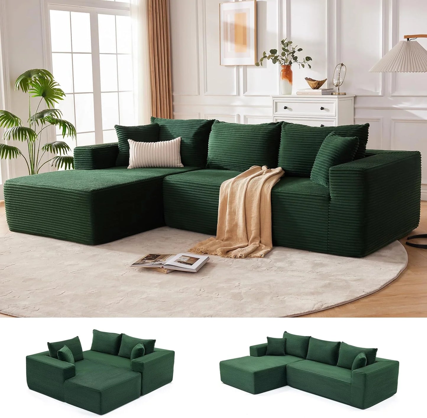 110-inch cloud sofa, boneless sofa in the living room, modular sofa with deep seats