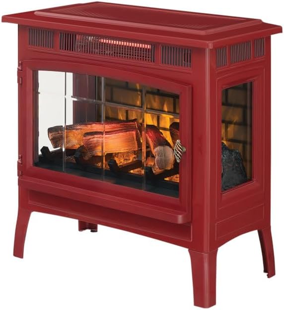 Freestanding Electric Fireplace Stove Heater with 3D Flame Effect for 1,000 Sq. Ft