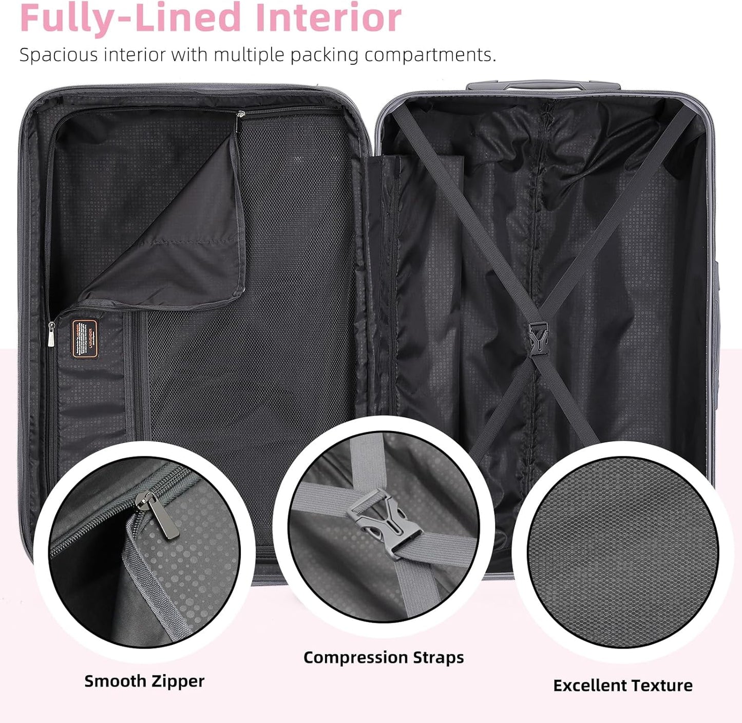 6-piece luggage set, expandable hardshell suitcase set with spinner wheels, lightweight rolling luggage set