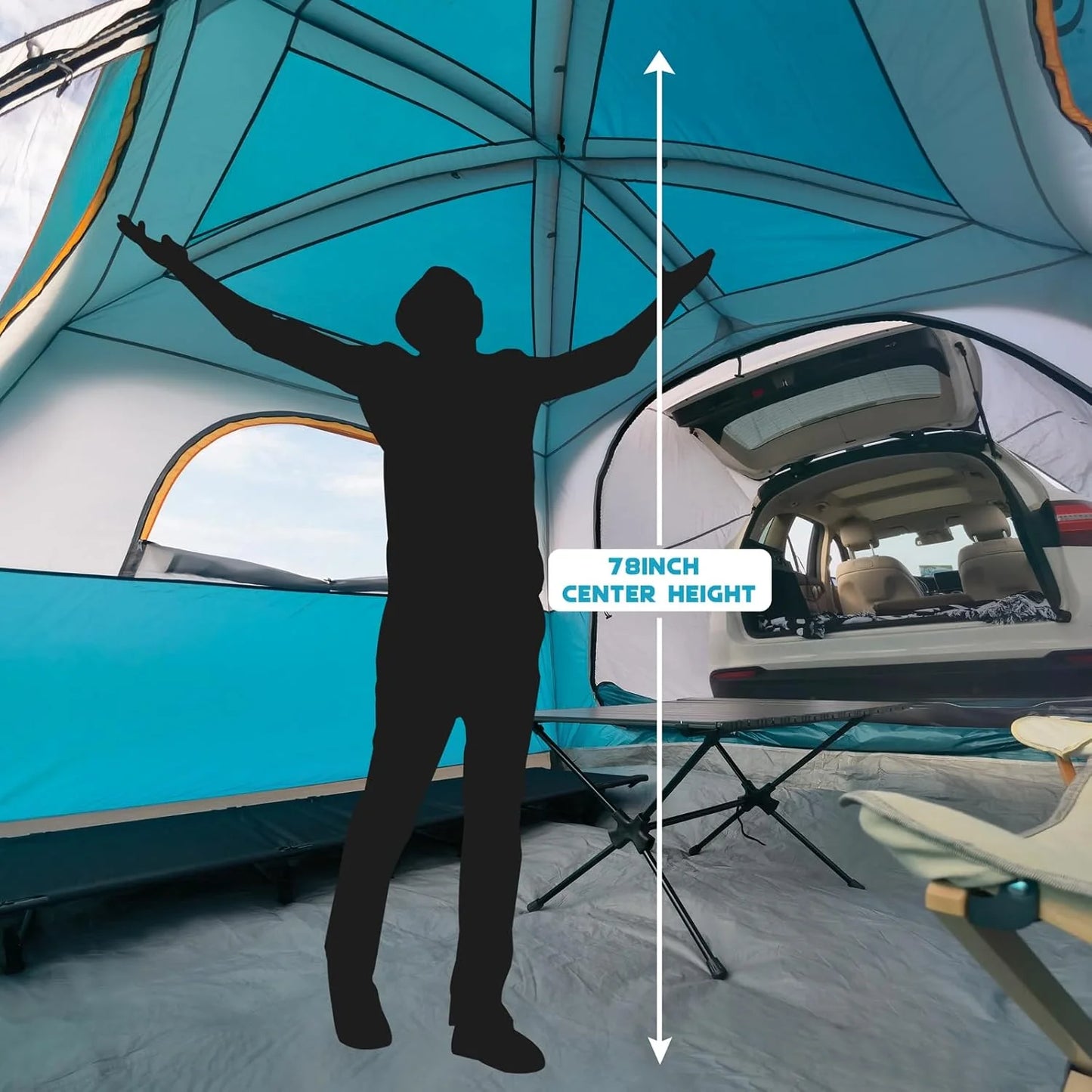 SUV Tent for Camping, 6-Person SUV Tailgate Tent - Easy Set Up with Rainfly