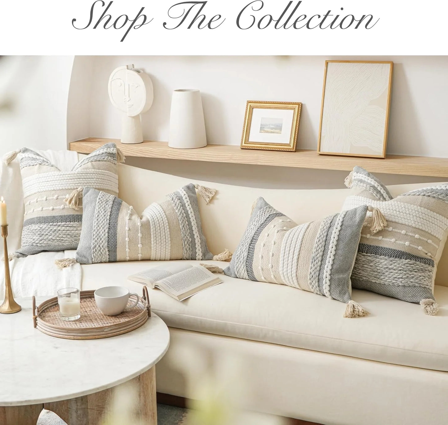 Blue Boho Decorative Throw Pillow Cover 20x20