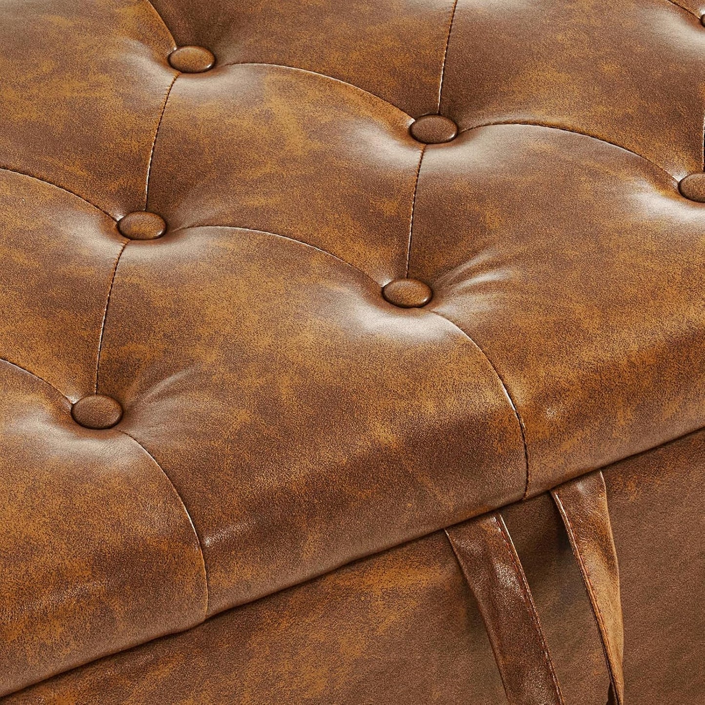 Furniliving Modern Storage Ottoman Bench, Sherpa Ottoman End of Bed Bench with Solid Wood Legs Upholstered Ottoman Benches with Storage Indoor Bench