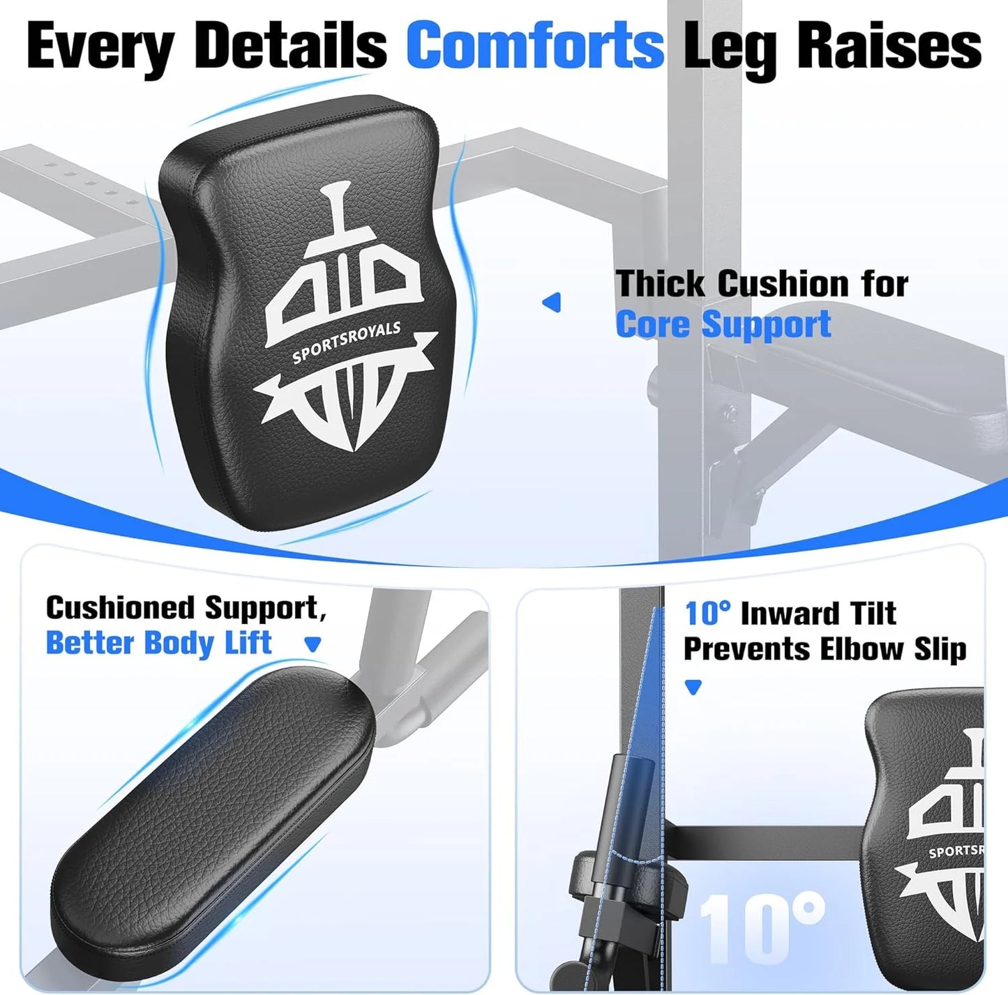 Sportsroyals Power Tower Pulp Up Bar Station, 450 lbs stable suspended immersion tilt station