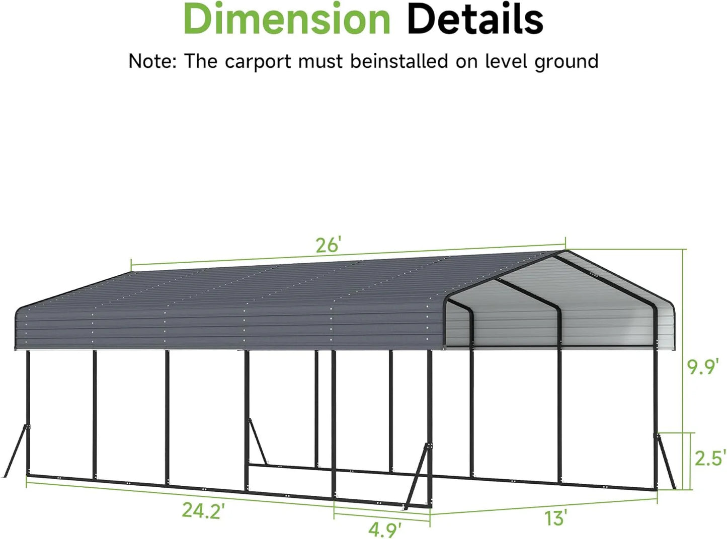 10'x15' Heavy Duty Metal Carport, Outdoor Garage Car Shelter Shade with Heavier Frame