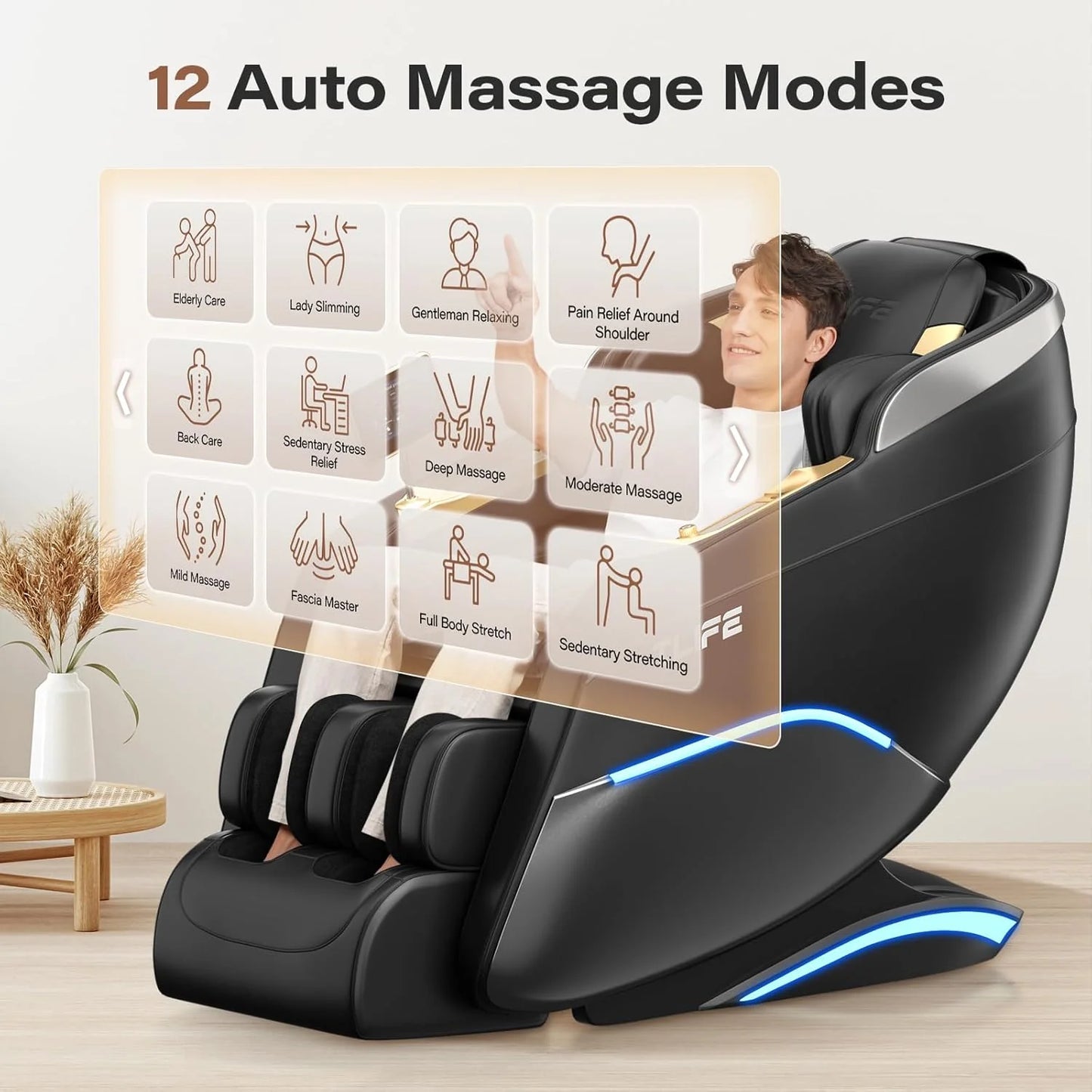 Full Body Massage Chair, 160° Zero Gravity Recliner with Body Scan, 50" SL Track Shiatsu Massage Chair, Spot Massage, Foot Roller