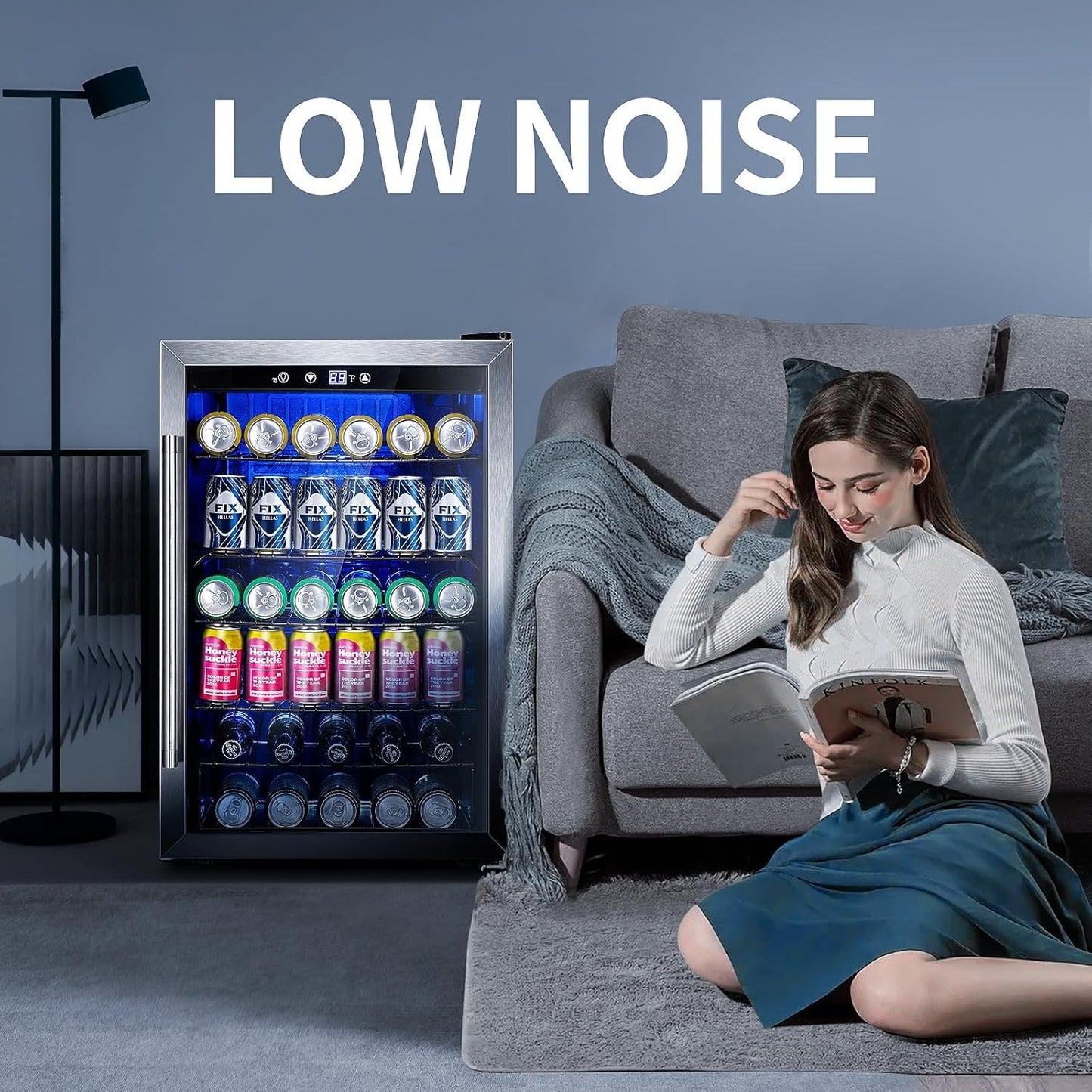 Antarctic Star Beverage Refrigerator Cooler 68 Can, Mini Fridge with Glass Door for Beer Drinks Wine,Freestanding Small Fridge with Electronic Temperature Control for Home and Bar,1.7 cu.ft